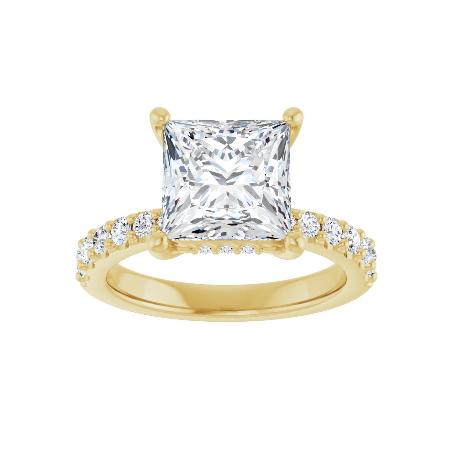 Square Hidden Halo-Style Engagement Ring | Metal Type=14K Yellow Gold | Center Stone Size=3 CT | Image 3
