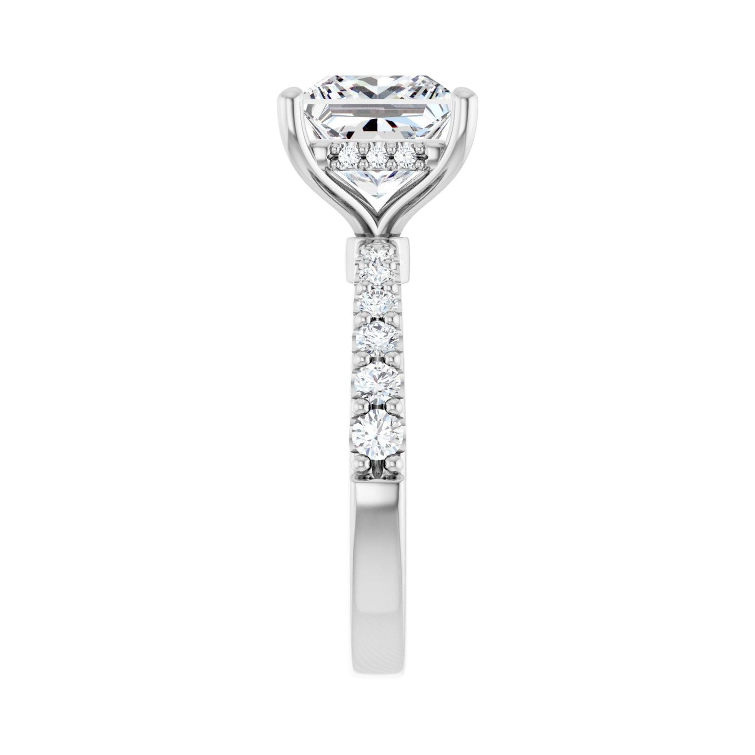Square Hidden Halo-Style Engagement Ring | Metal Type=14K White Gold | Center Stone Size=3 CT | Image 4