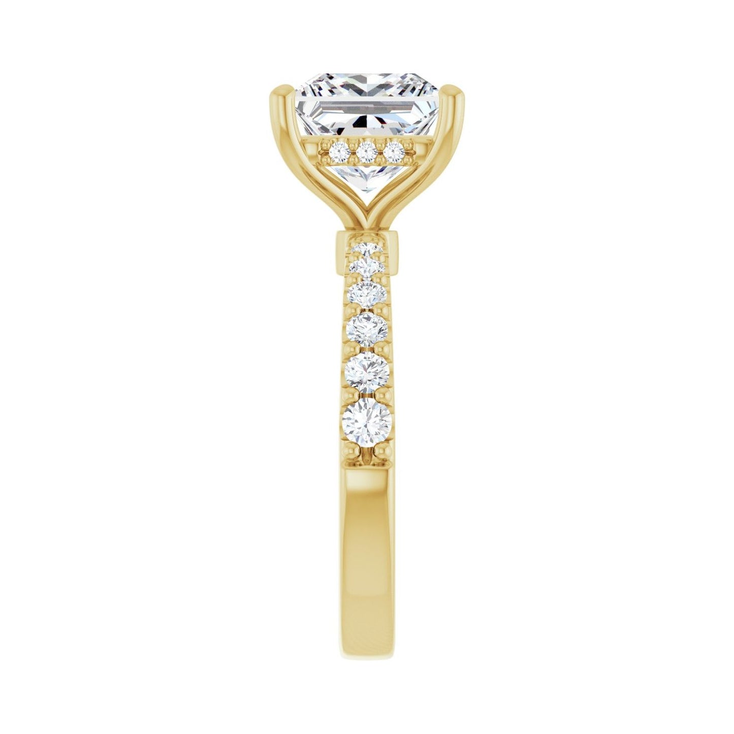 Square Hidden Halo-Style Engagement Ring | Metal Type=14K Yellow Gold | Center Stone Size=3 CT | Image 4