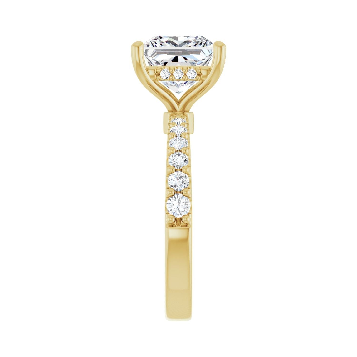 Square Hidden Halo-Style Engagement Ring | Metal Type=14K Yellow Gold | Center Stone Size=3 CT | Image 4