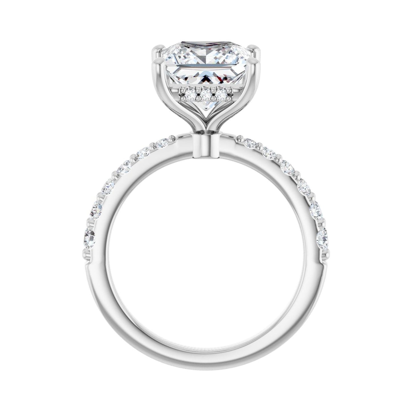 Square Hidden Halo-Style Engagement Ring | Metal Type=14K White Gold | Center Stone Size=3 CT | Image 2