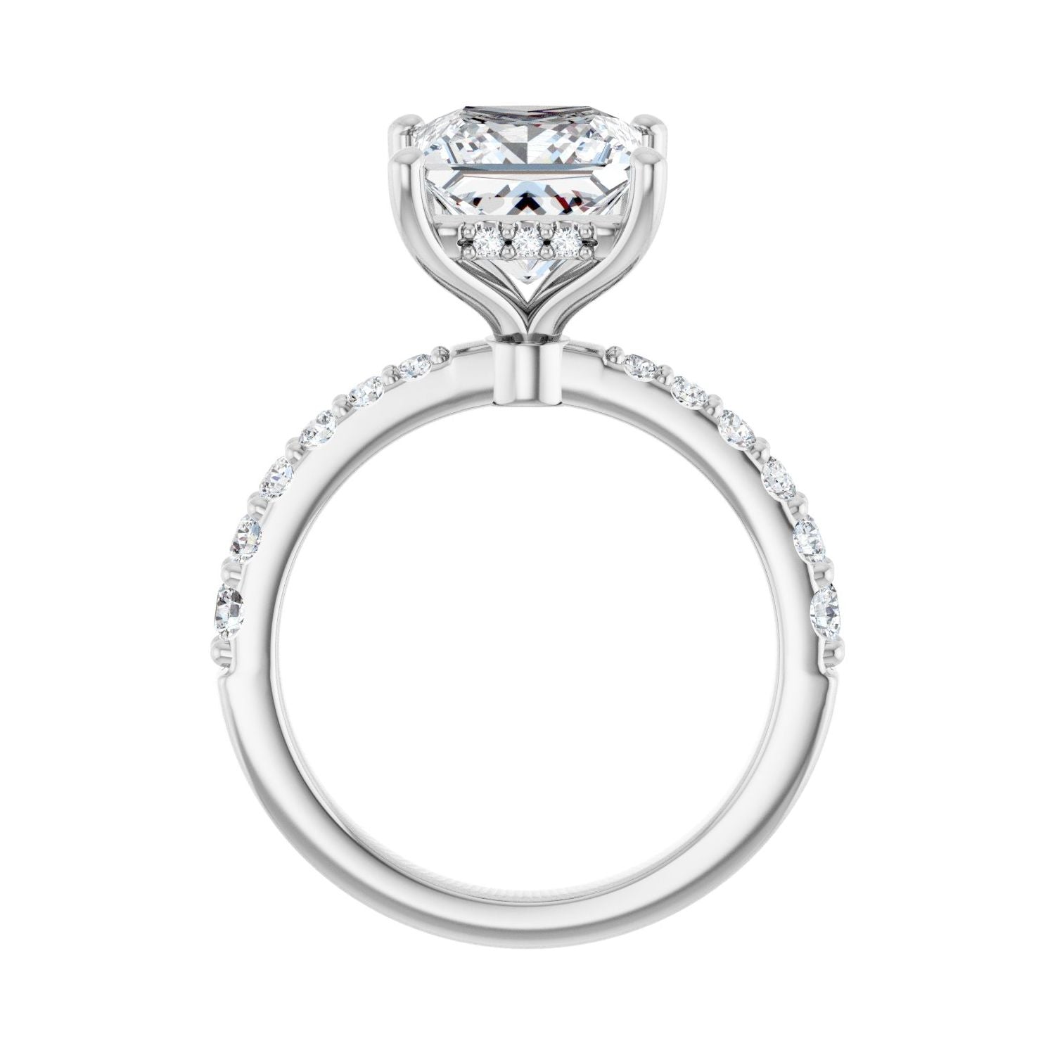 Square Hidden Halo-Style Engagement Ring | Metal Type=14K White Gold | Center Stone Size=3 CT | Image 2