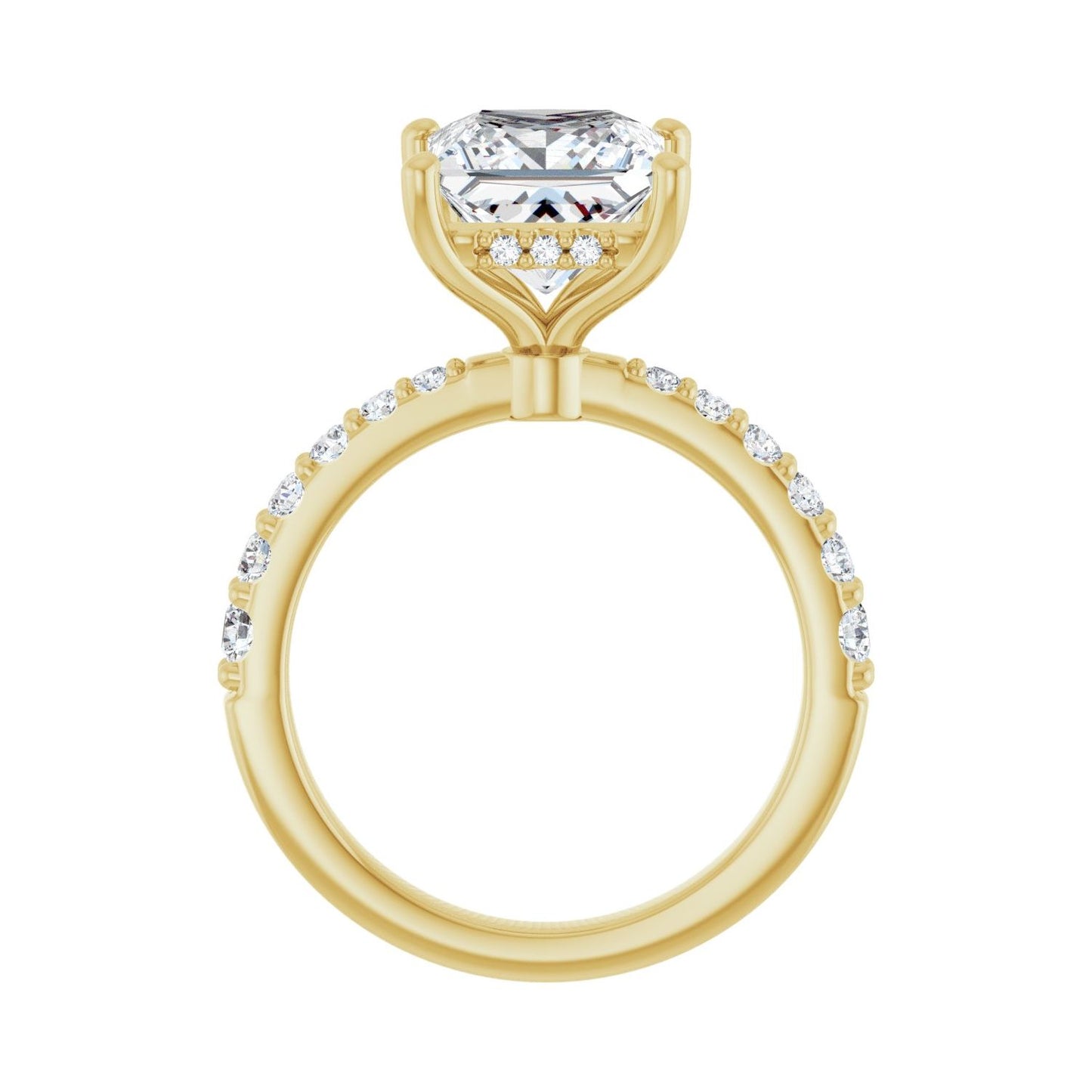 Square Hidden Halo-Style Engagement Ring | Metal Type=14K Yellow Gold | Center Stone Size=3 CT | Image 2