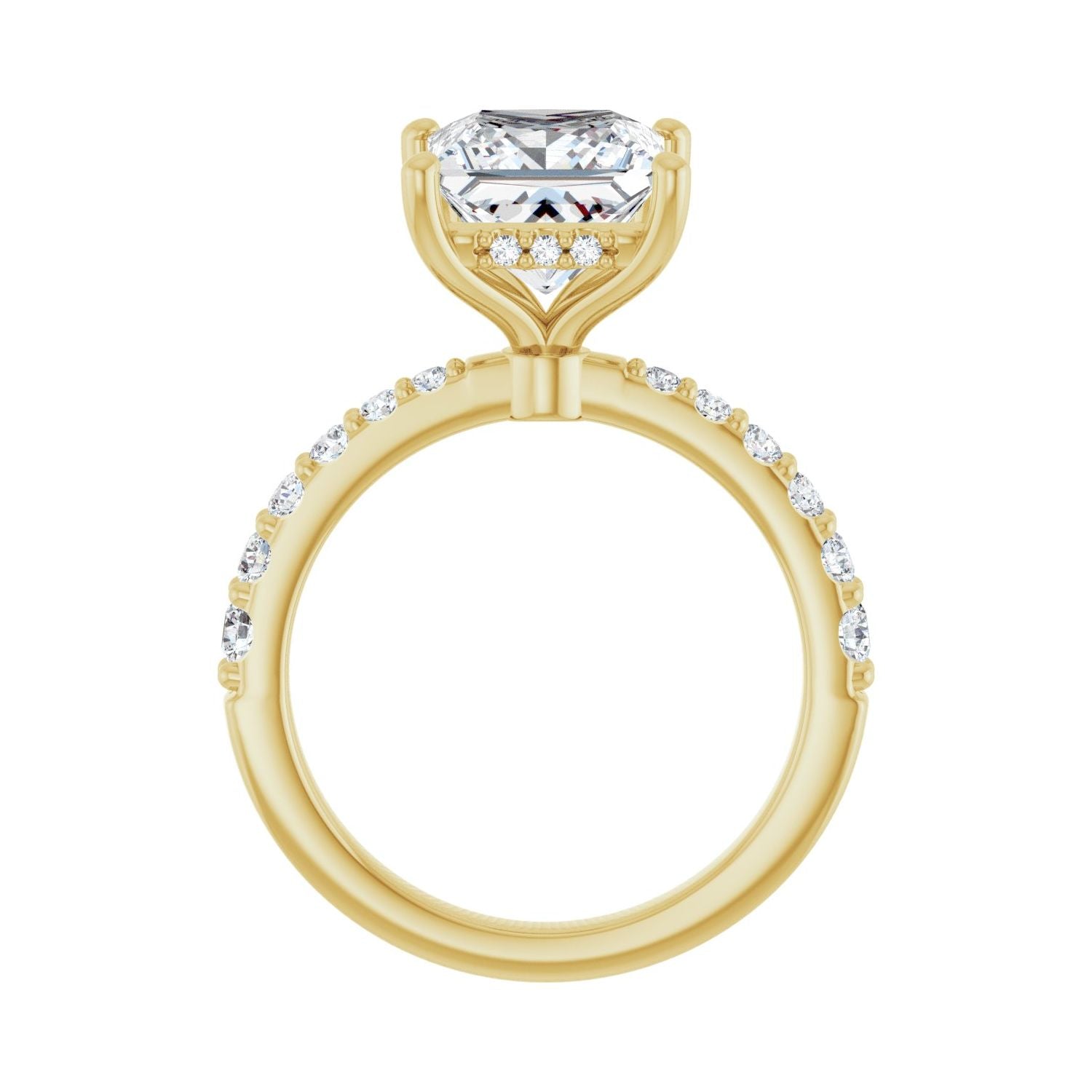 Square Hidden Halo-Style Engagement Ring | Metal Type=14K Yellow Gold | Center Stone Size=3 CT | Image 2