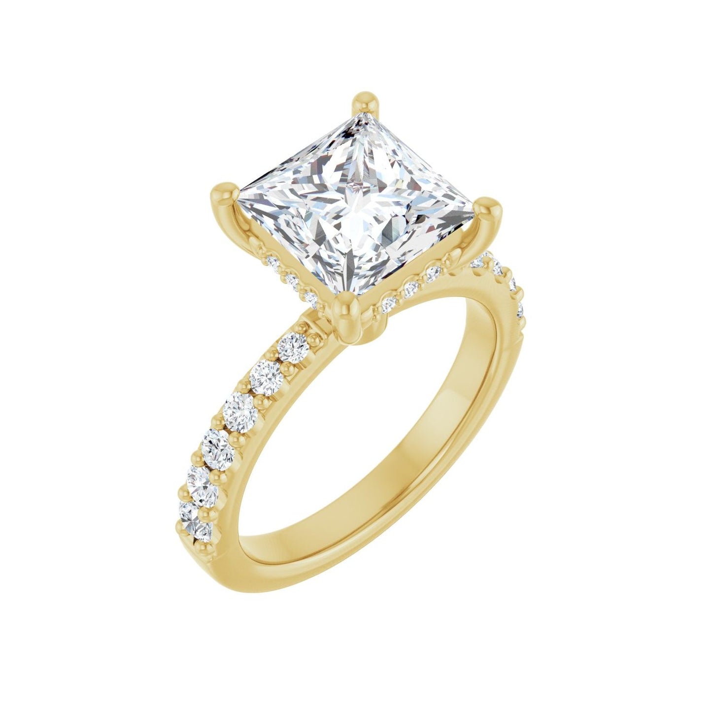 Square Hidden Halo-Style Engagement Ring | Metal Type=14K Yellow Gold | Center Stone Size=3 CT | Image 1