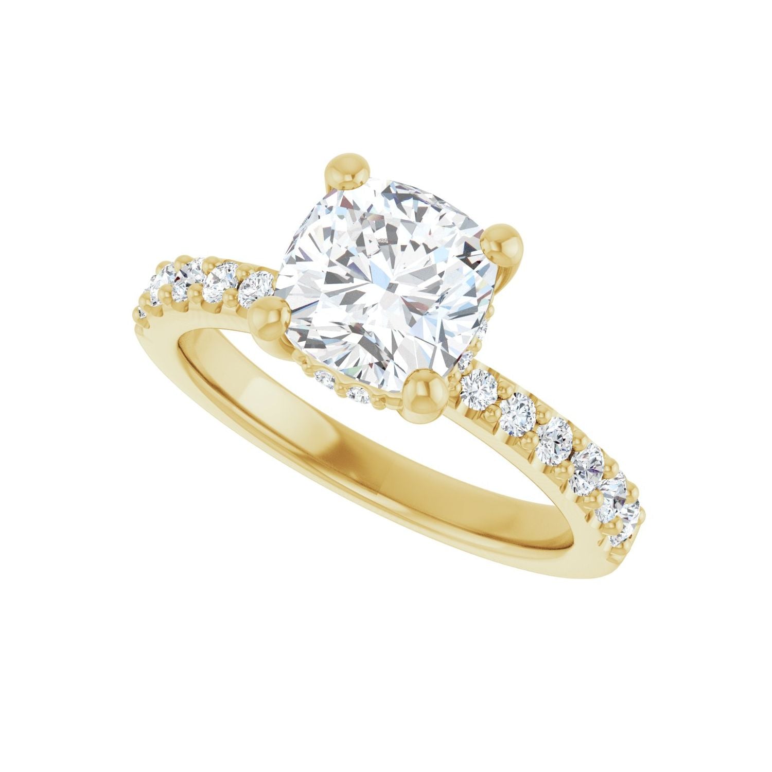 Cushion Hidden Halo-Style Engagement Ring | Metal Type=14K Yellow Gold | Center Stone Size=2 CT | Image 5