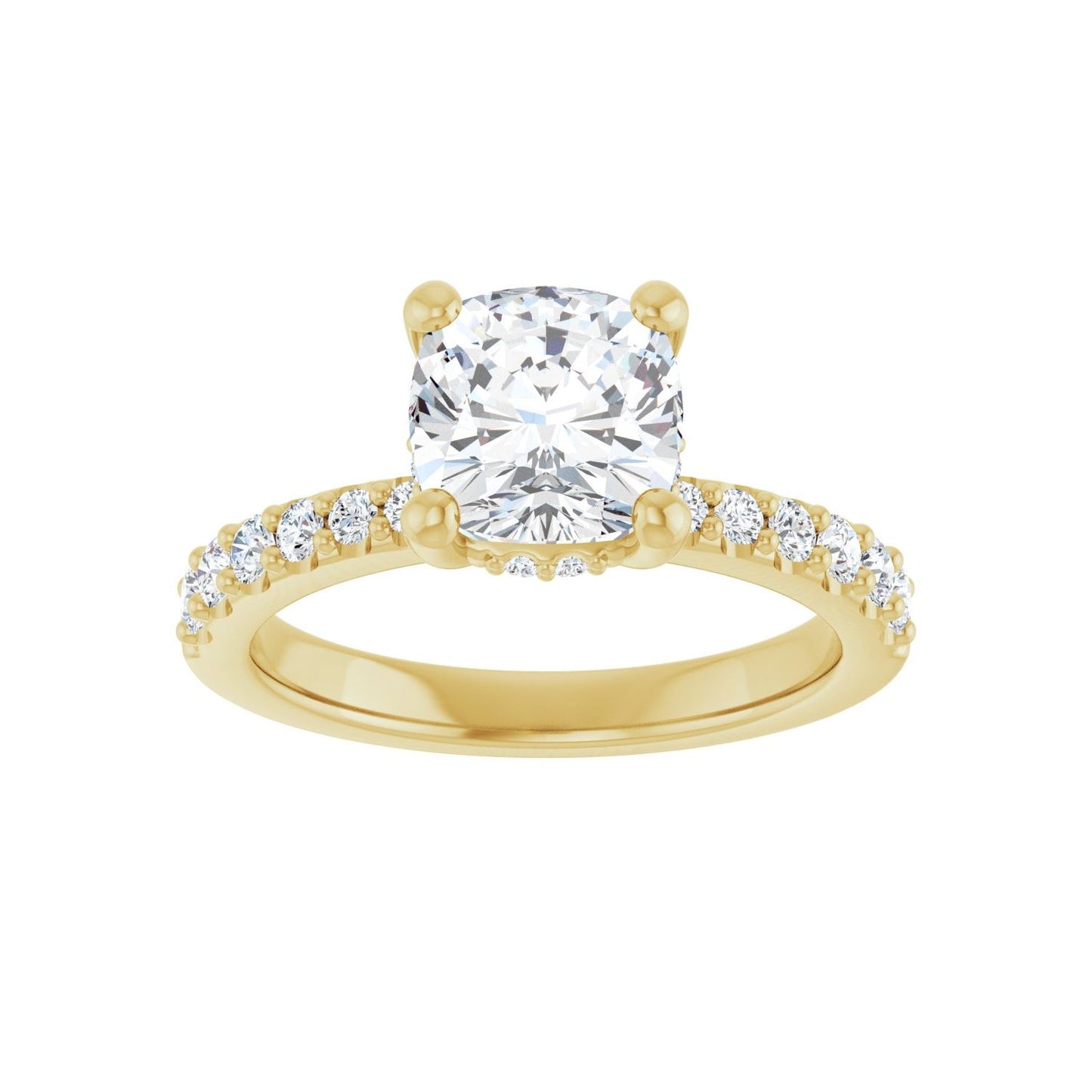 Cushion Hidden Halo-Style Engagement Ring | Metal Type=14K Yellow Gold | Center Stone Size=2 CT | Image 3