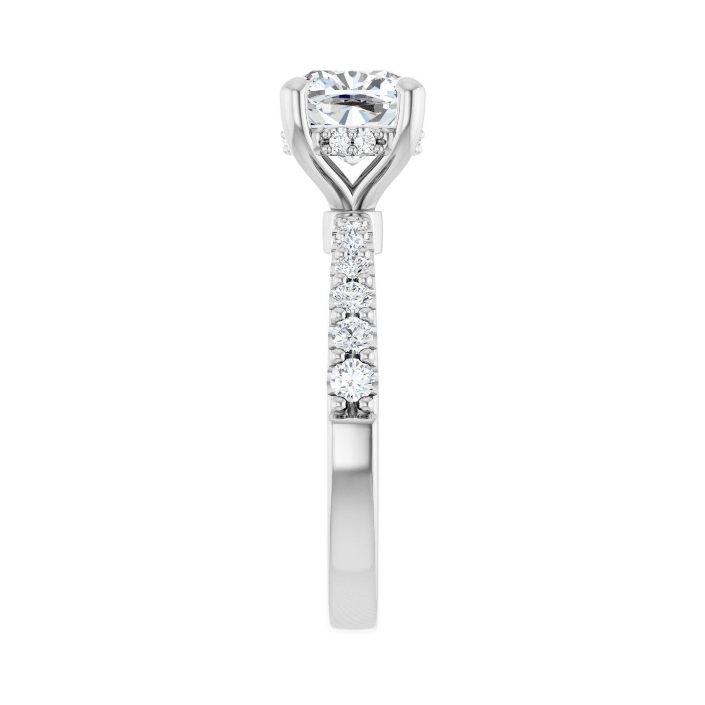 Cushion Hidden Halo-Style Engagement Ring | Metal Type=14K White Gold | Center Stone Size=2 CT | Image 4