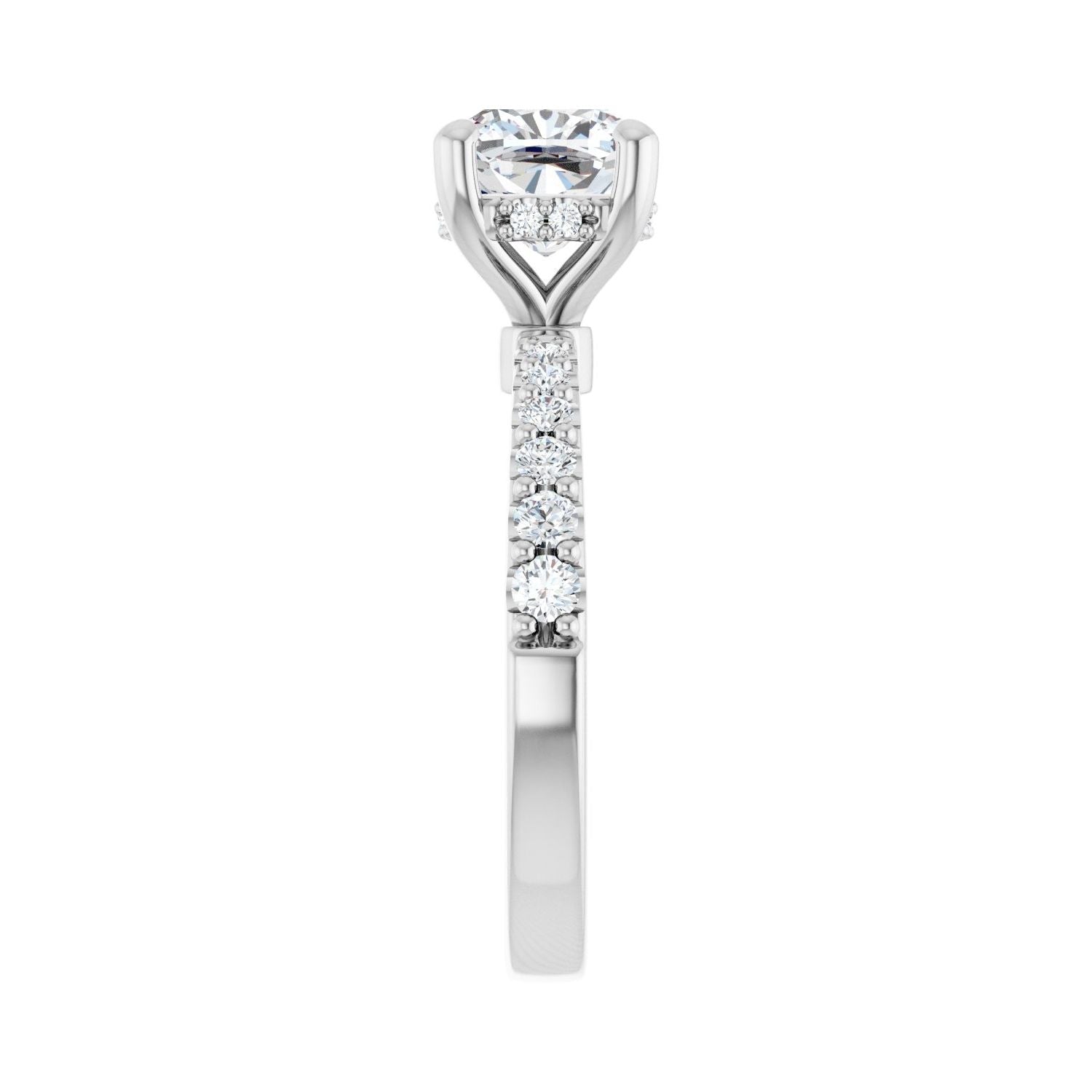 Cushion Hidden Halo-Style Engagement Ring | Metal Type=14K White Gold | Center Stone Size=2 CT | Image 4