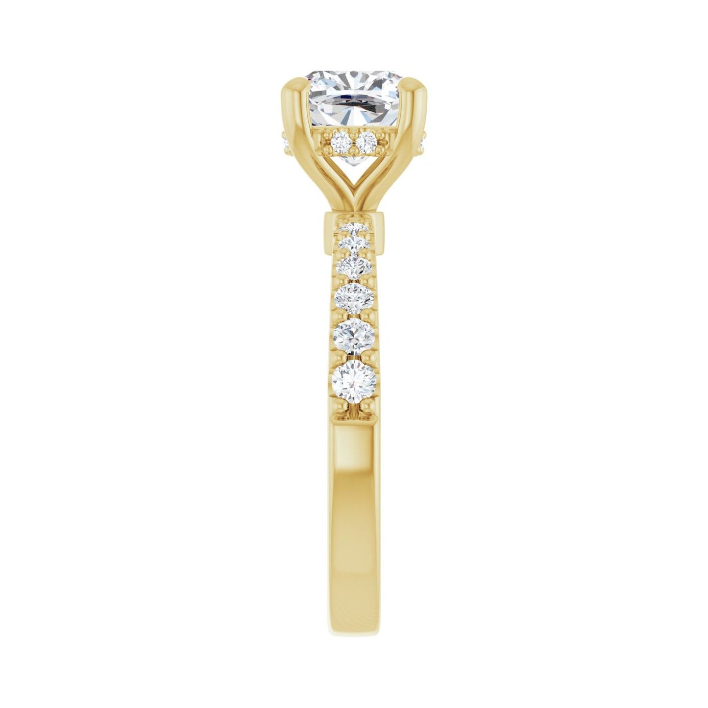Cushion Hidden Halo-Style Engagement Ring | Metal Type=14K Yellow Gold | Center Stone Size=2 CT | Image 4