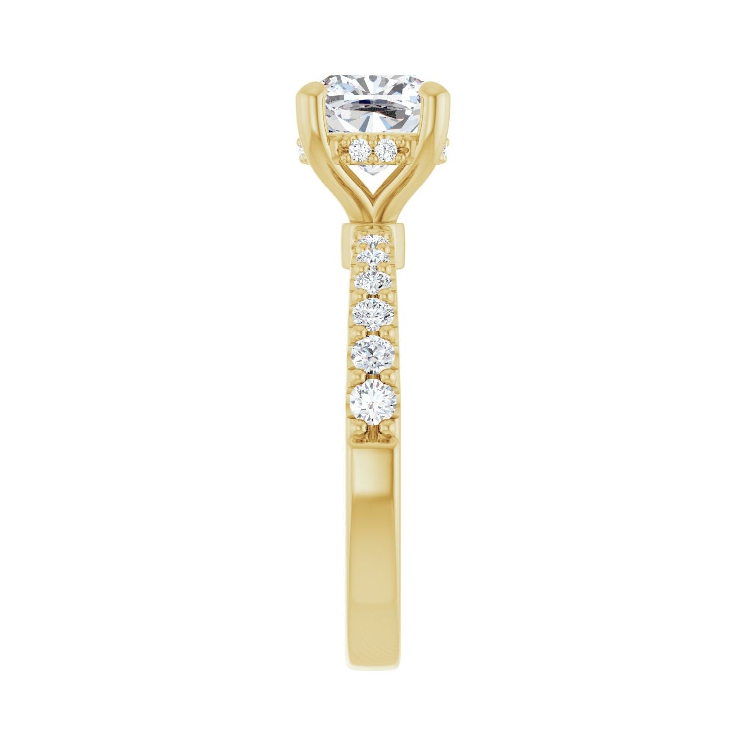 Cushion Hidden Halo-Style Engagement Ring | Metal Type=14K Yellow Gold | Center Stone Size=2 CT | Image 4