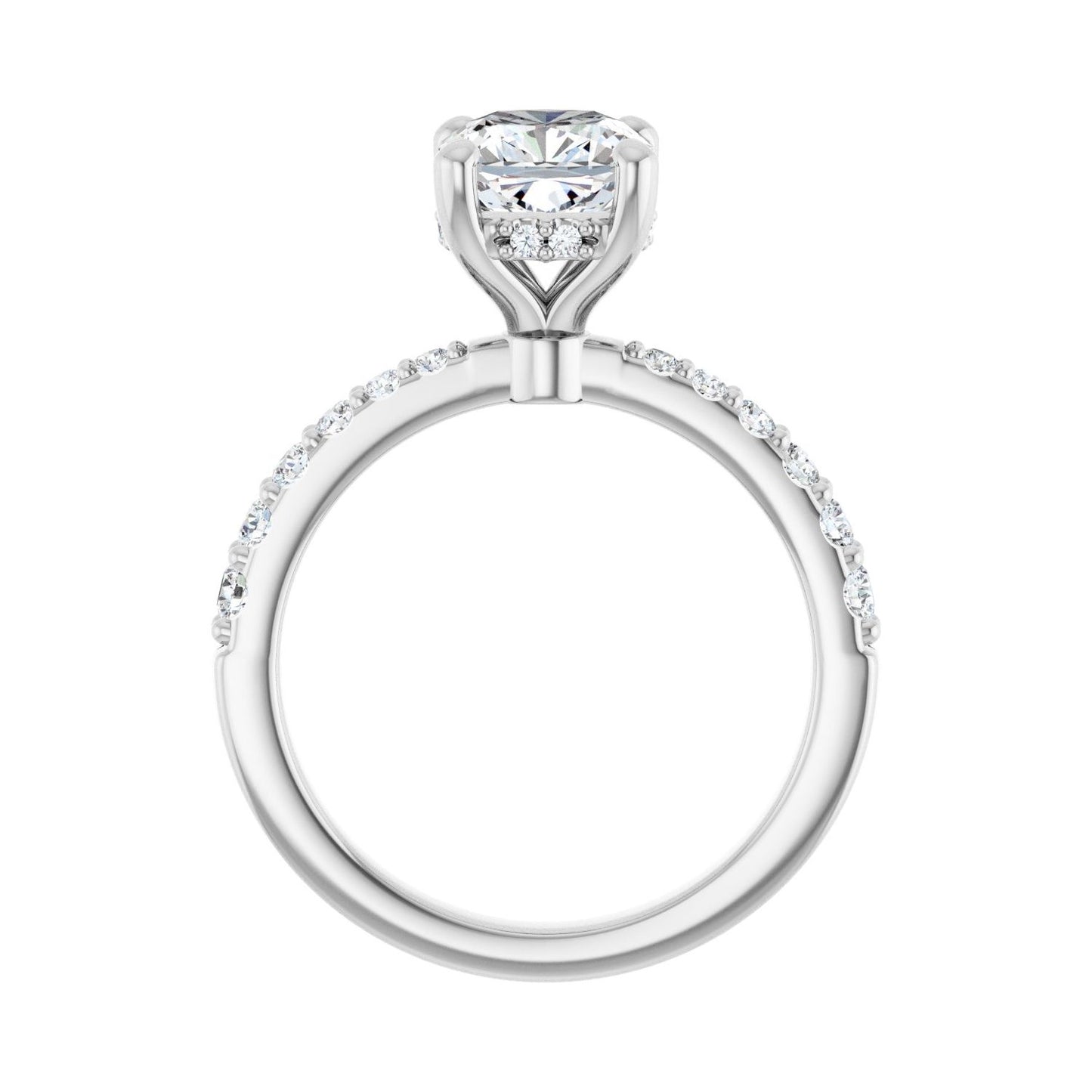 Cushion Hidden Halo-Style Engagement Ring | Metal Type=14K White Gold | Center Stone Size=2 CT | Image 2