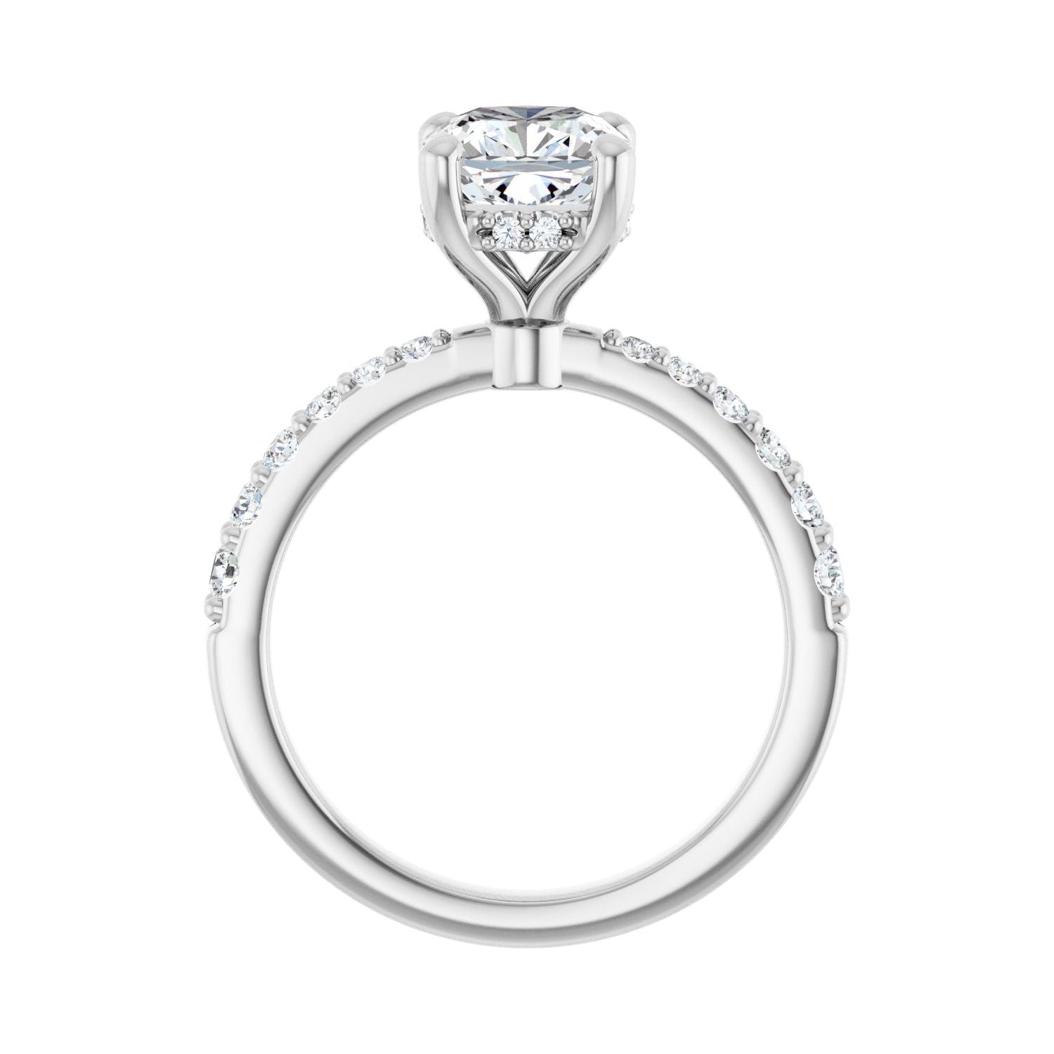 Cushion Hidden Halo-Style Engagement Ring | Metal Type=14K White Gold | Center Stone Size=2 CT | Image 2