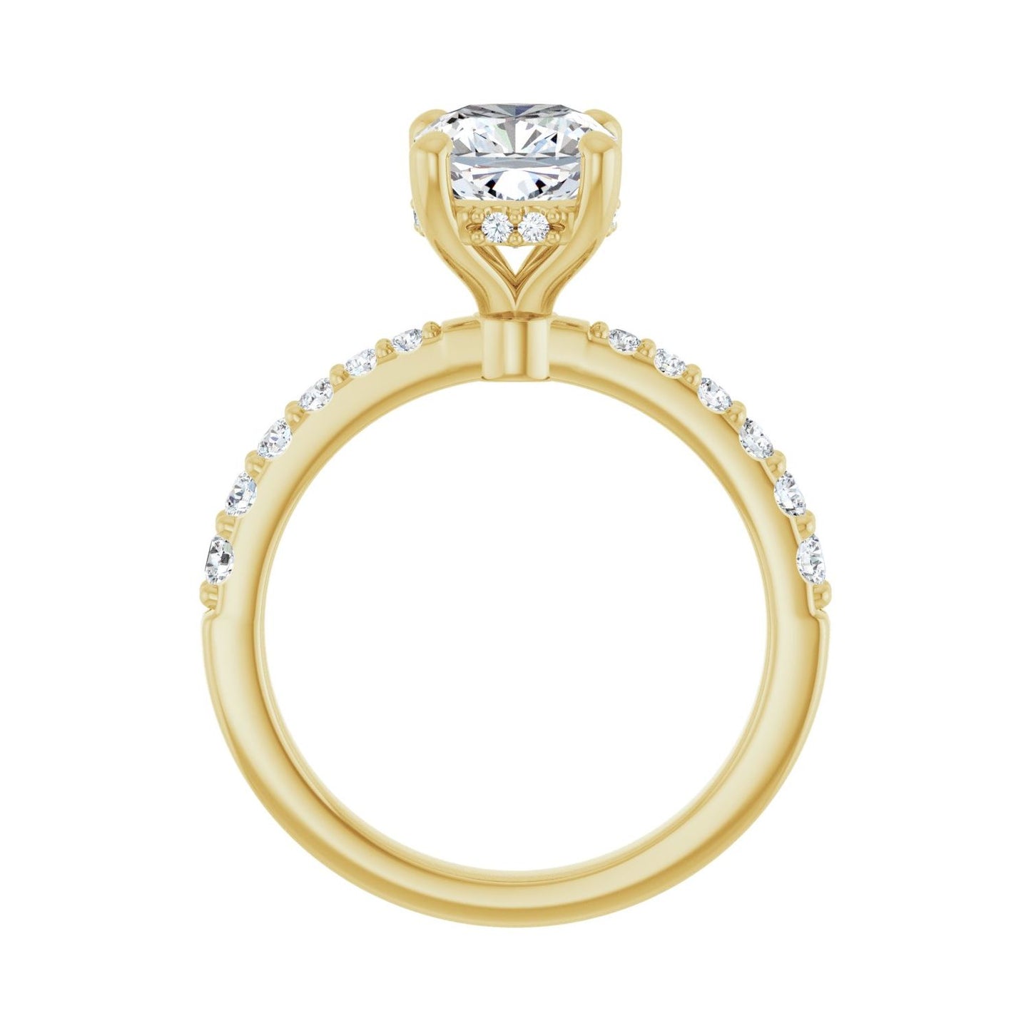 Cushion Hidden Halo-Style Engagement Ring | Metal Type=14K Yellow Gold | Center Stone Size=2 CT | Image 2