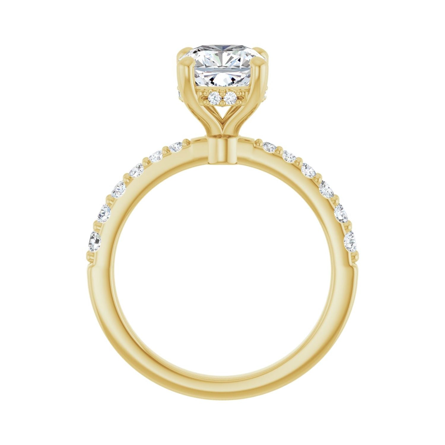 Cushion Hidden Halo-Style Engagement Ring | Metal Type=14K Yellow Gold | Center Stone Size=2 CT | Image 2