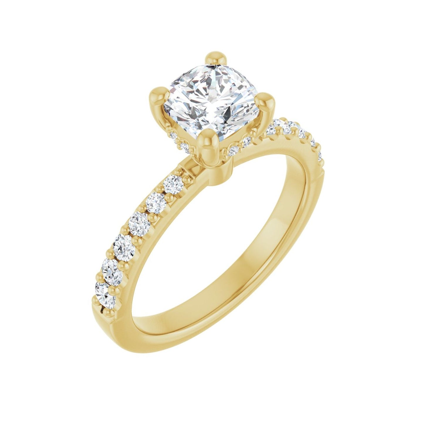 Cushion Hidden Halo-Style Engagement Ring | Metal Type=14K Yellow Gold | Center Stone Size=1 CT | Image 1