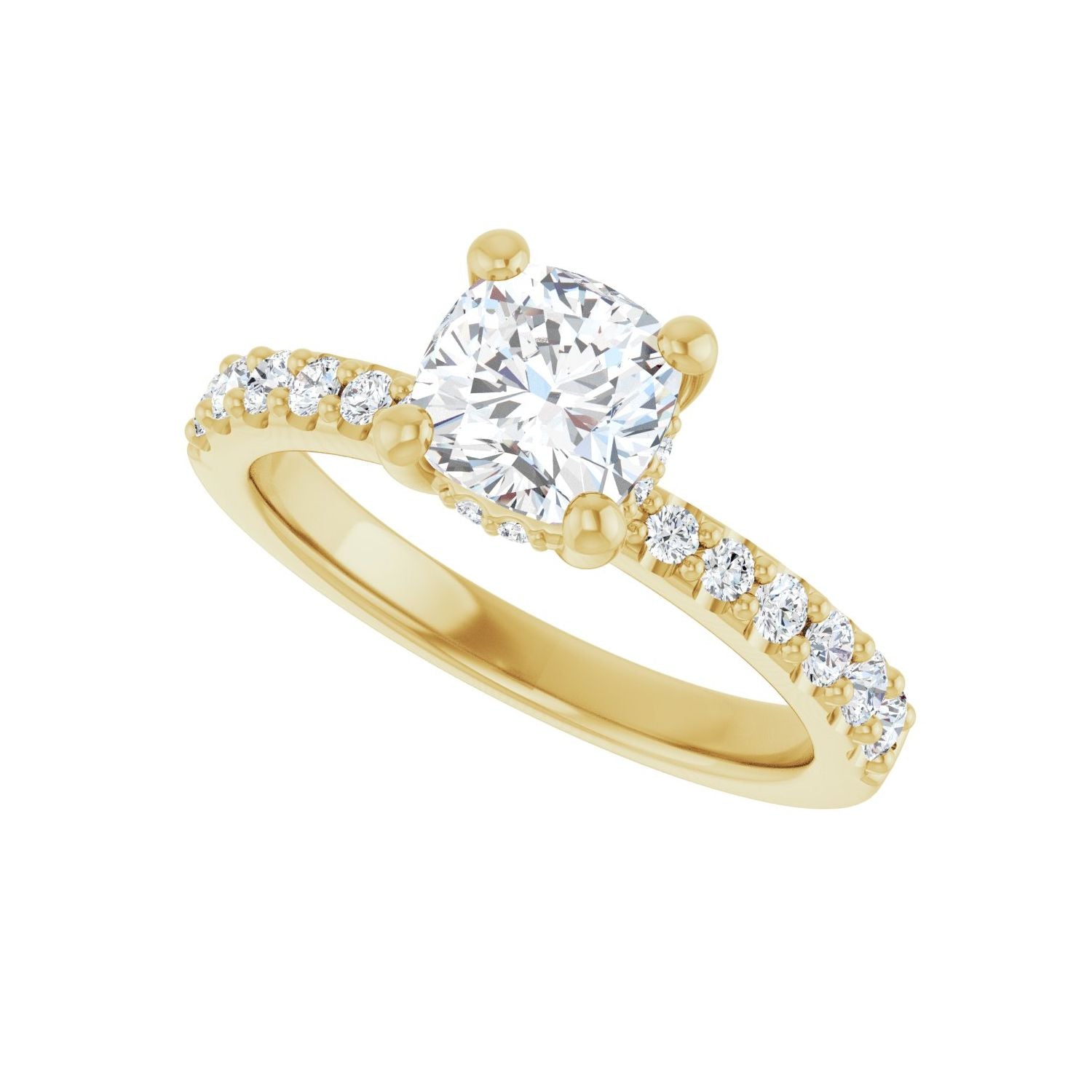 Cushion Hidden Halo-Style Engagement Ring | Metal Type=14K Yellow Gold | Center Stone Size=1 CT | Image 5