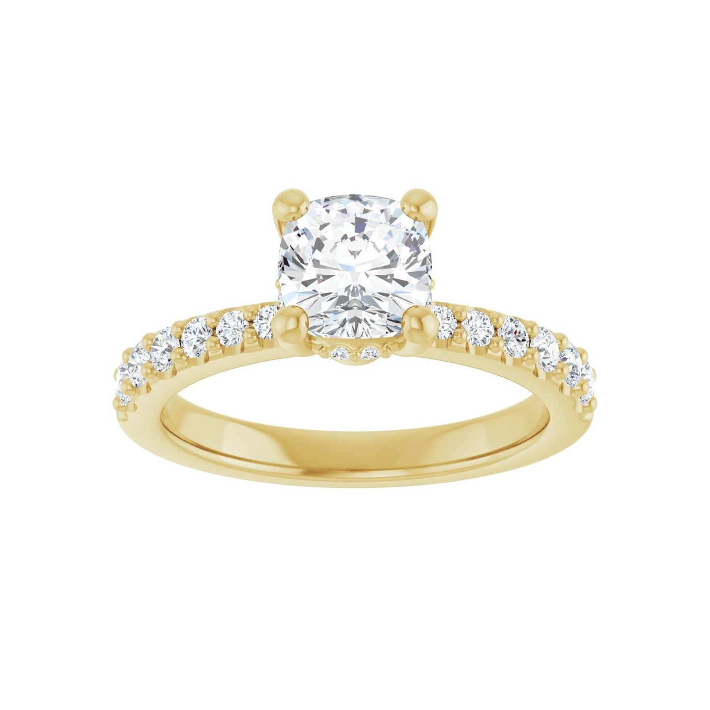 Cushion Hidden Halo-Style Engagement Ring | Metal Type=14K Yellow Gold | Center Stone Size=1 CT | Image 3