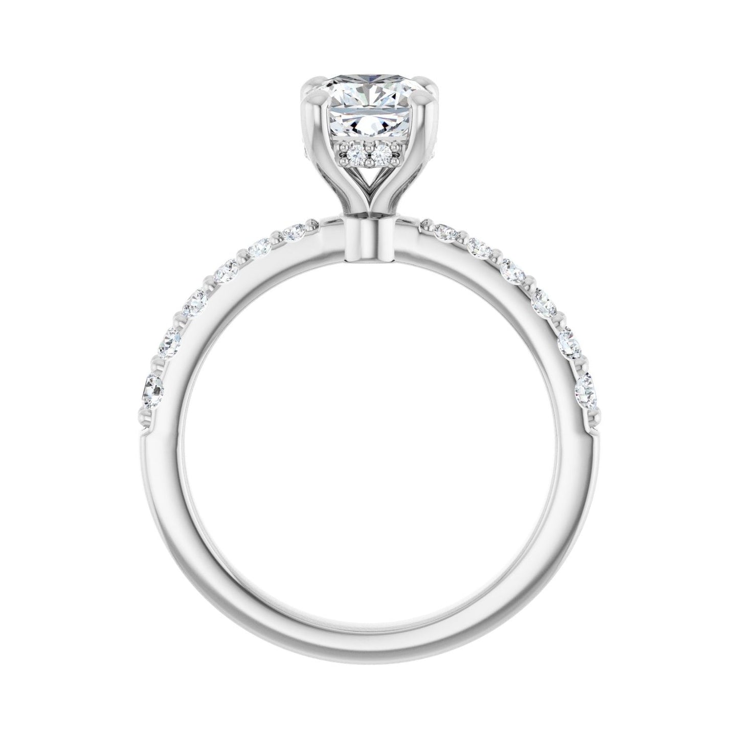 Cushion Hidden Halo-Style Engagement Ring | Metal Type=14K White Gold | Center Stone Size=1 CT | Image 2