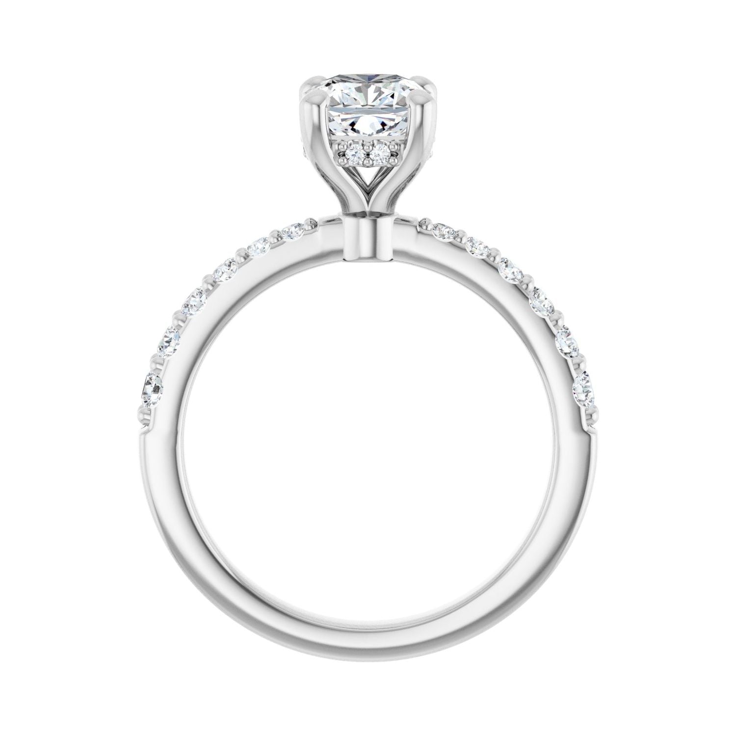 Cushion Hidden Halo-Style Engagement Ring | Metal Type=14K White Gold | Center Stone Size=1 CT | Image 2