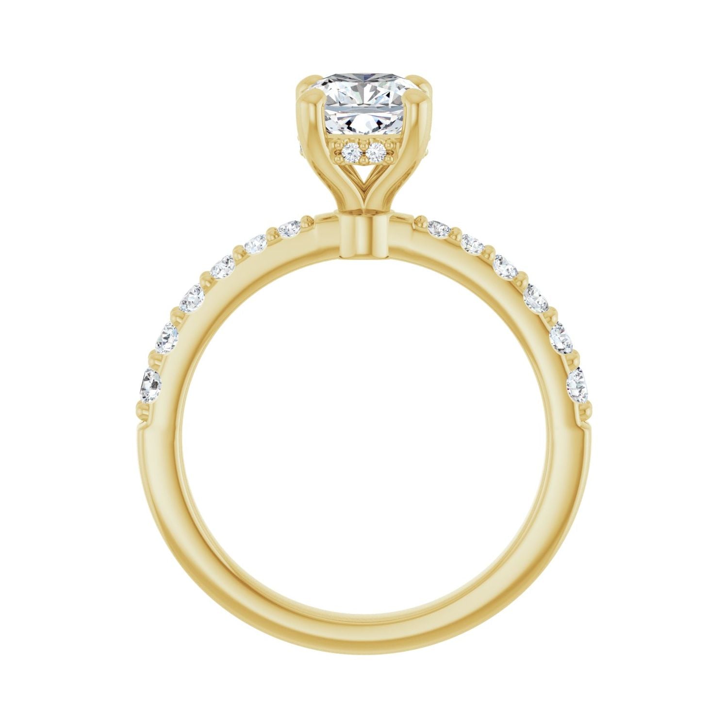 Cushion Hidden Halo-Style Engagement Ring | Metal Type=14K Yellow Gold | Center Stone Size=1 CT | Image 2