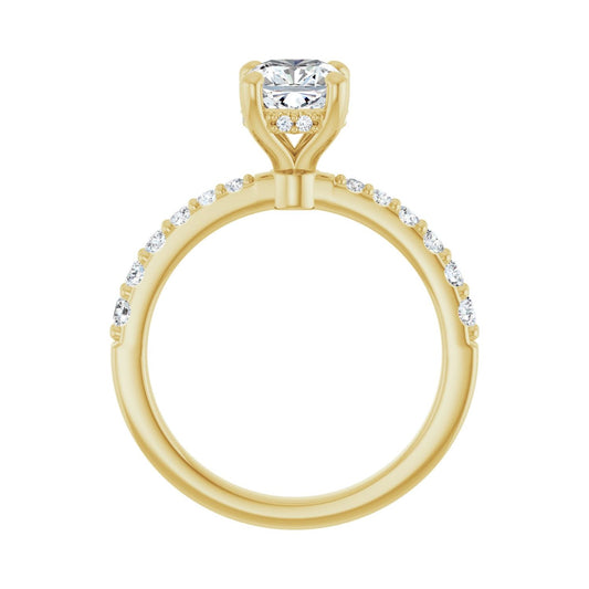 Cushion Hidden Halo-Style Engagement Ring | Metal Type=14K Yellow Gold | Center Stone Size=1 CT | Image 2