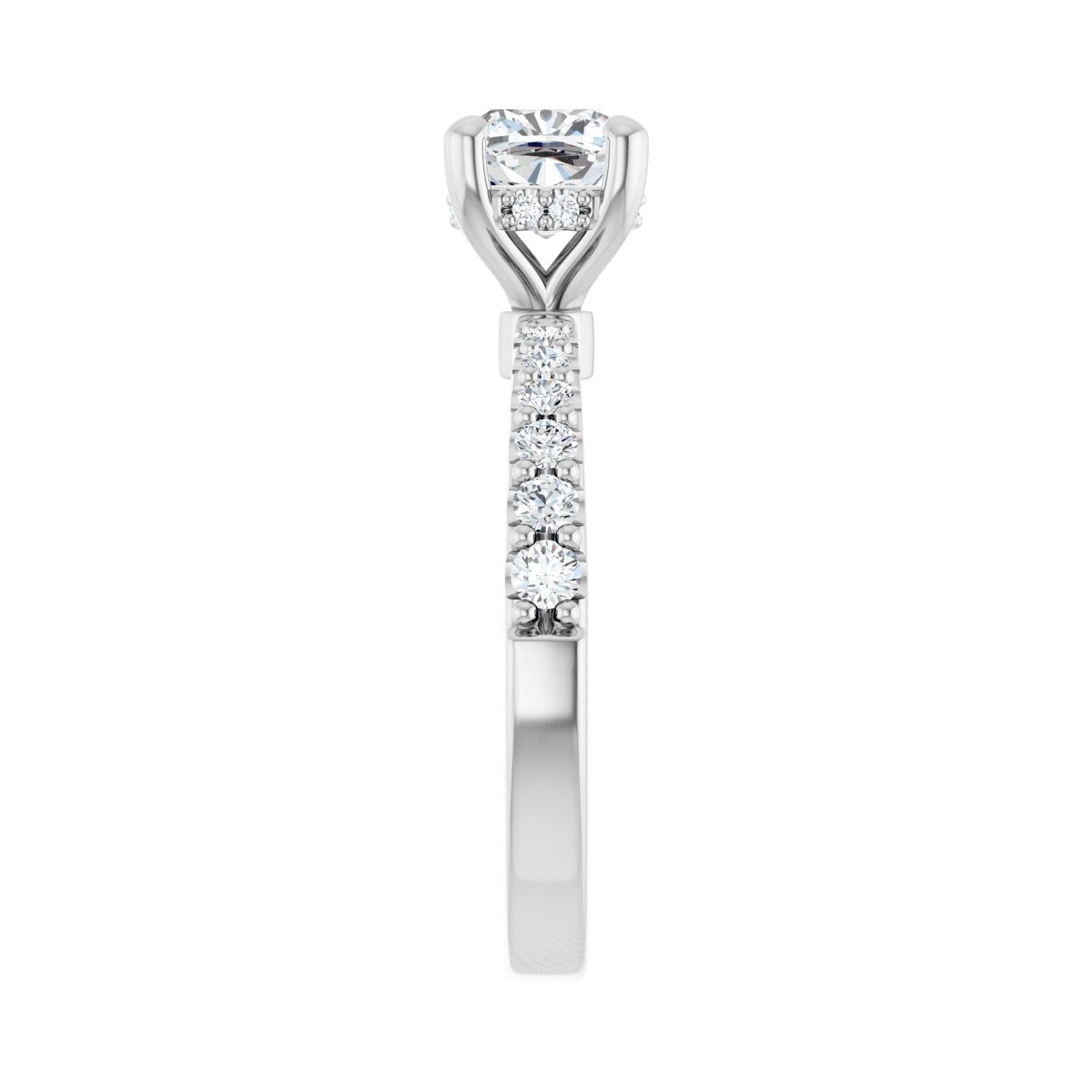 Cushion Hidden Halo-Style Engagement Ring | Metal Type=14K White Gold | Center Stone Size=1 CT | Image 4