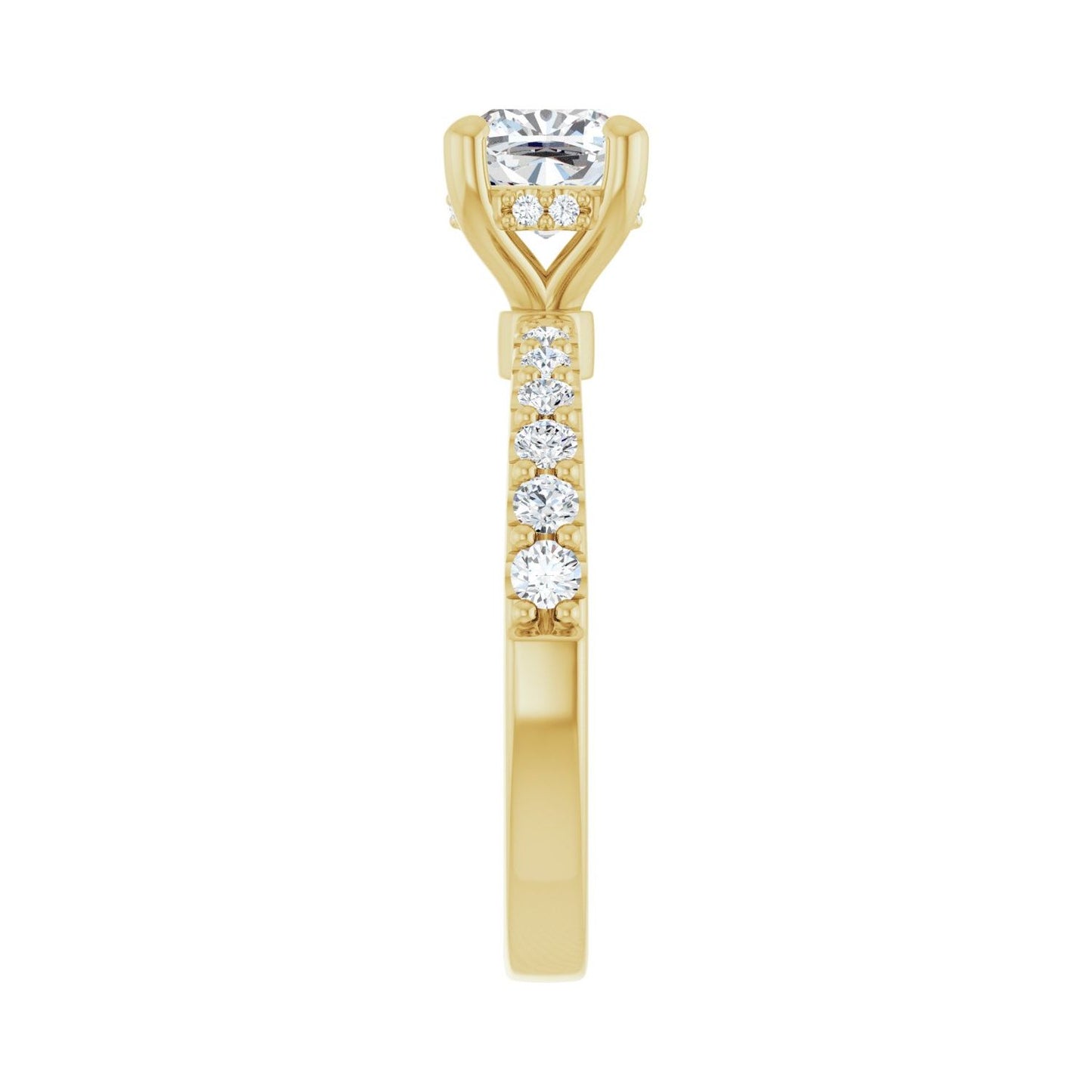 Cushion Hidden Halo-Style Engagement Ring | Metal Type=14K Yellow Gold | Center Stone Size=1 CT | Image 4