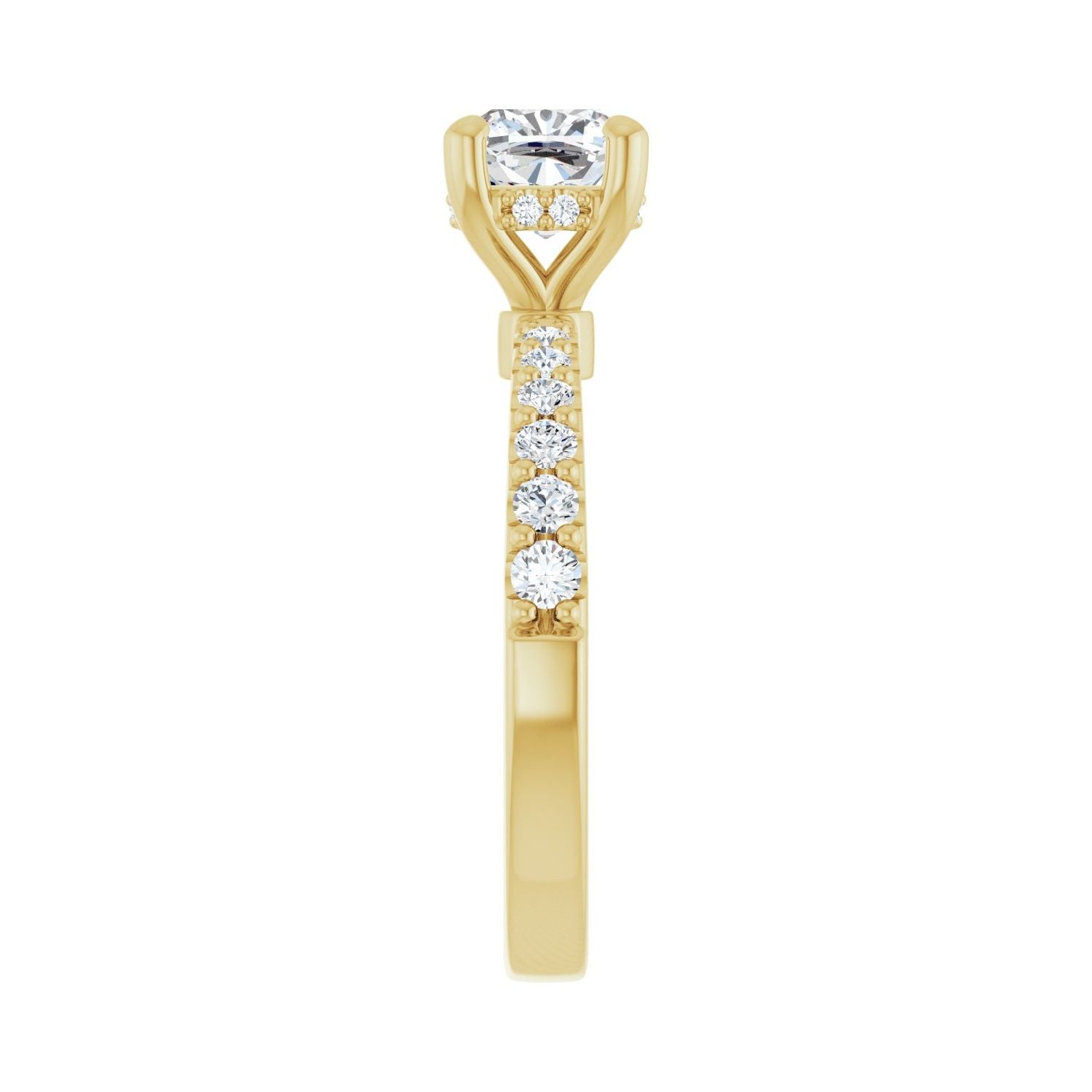 Cushion Hidden Halo-Style Engagement Ring | Metal Type=14K Yellow Gold | Center Stone Size=1 CT | Image 4