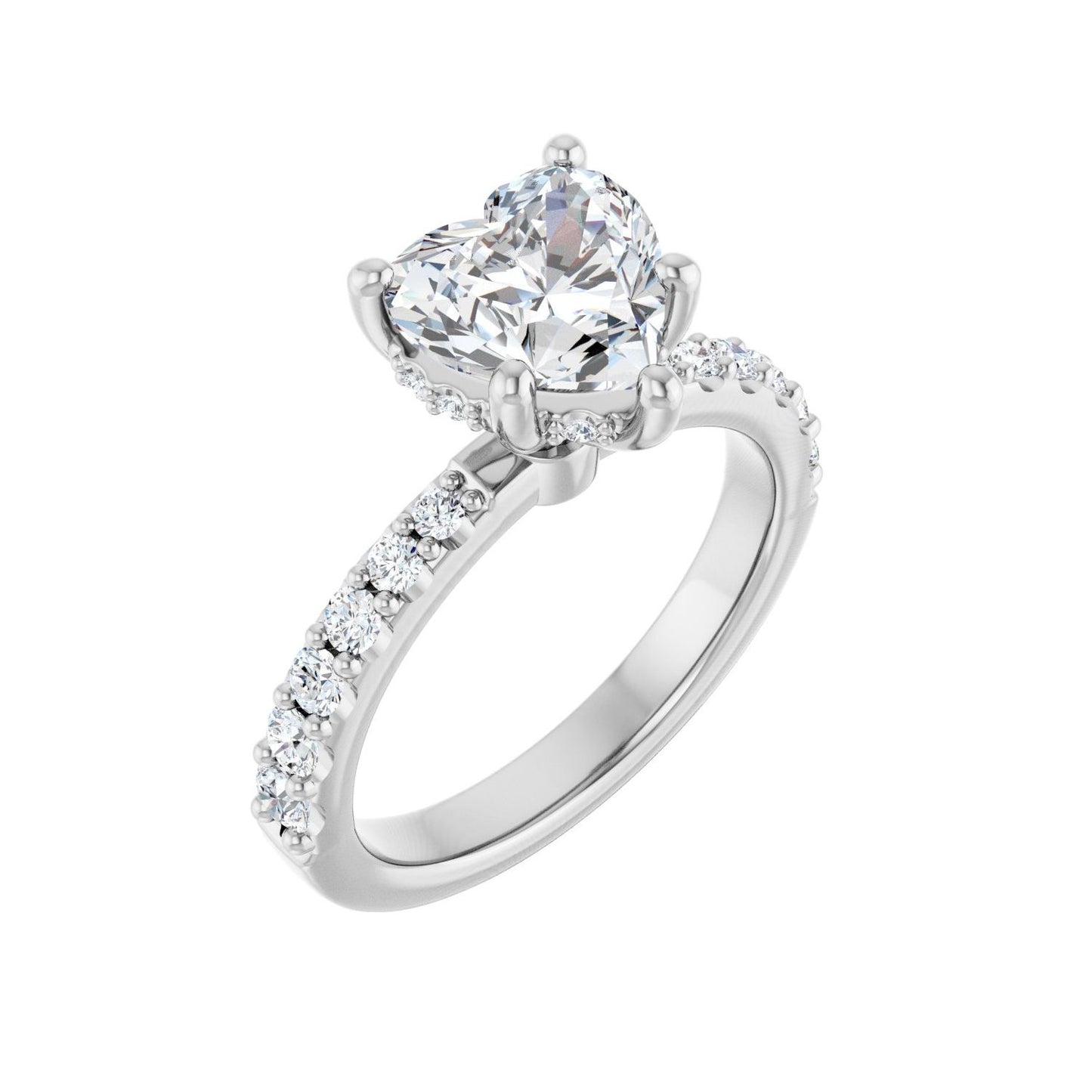 Heart Hidden Halo-Style Engagement Ring | Metal Type=14K White Gold | Center Stone Size=1.5 CT | Image 1
