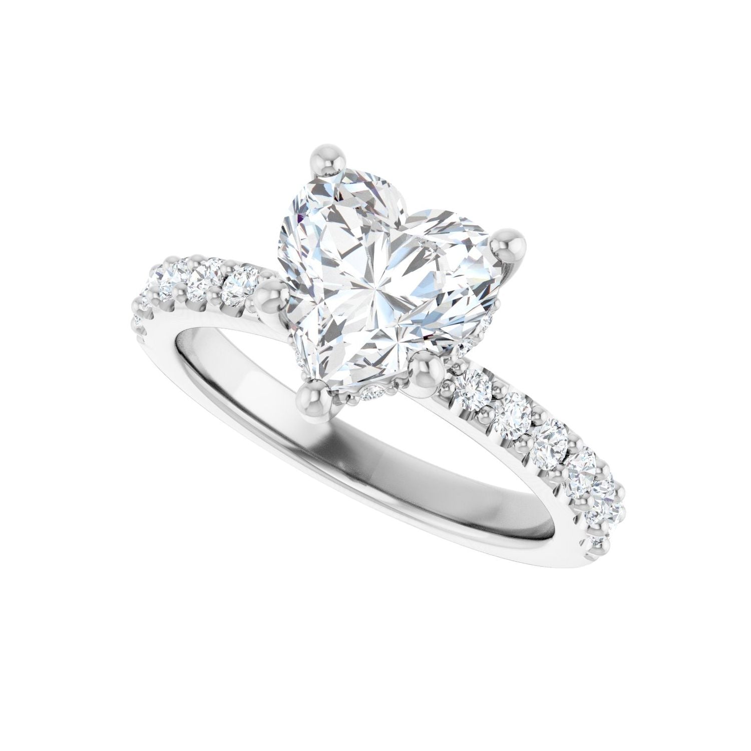 Heart Hidden Halo-Style Engagement Ring | Metal Type=14K White Gold | Center Stone Size=1.5 CT | Image 5