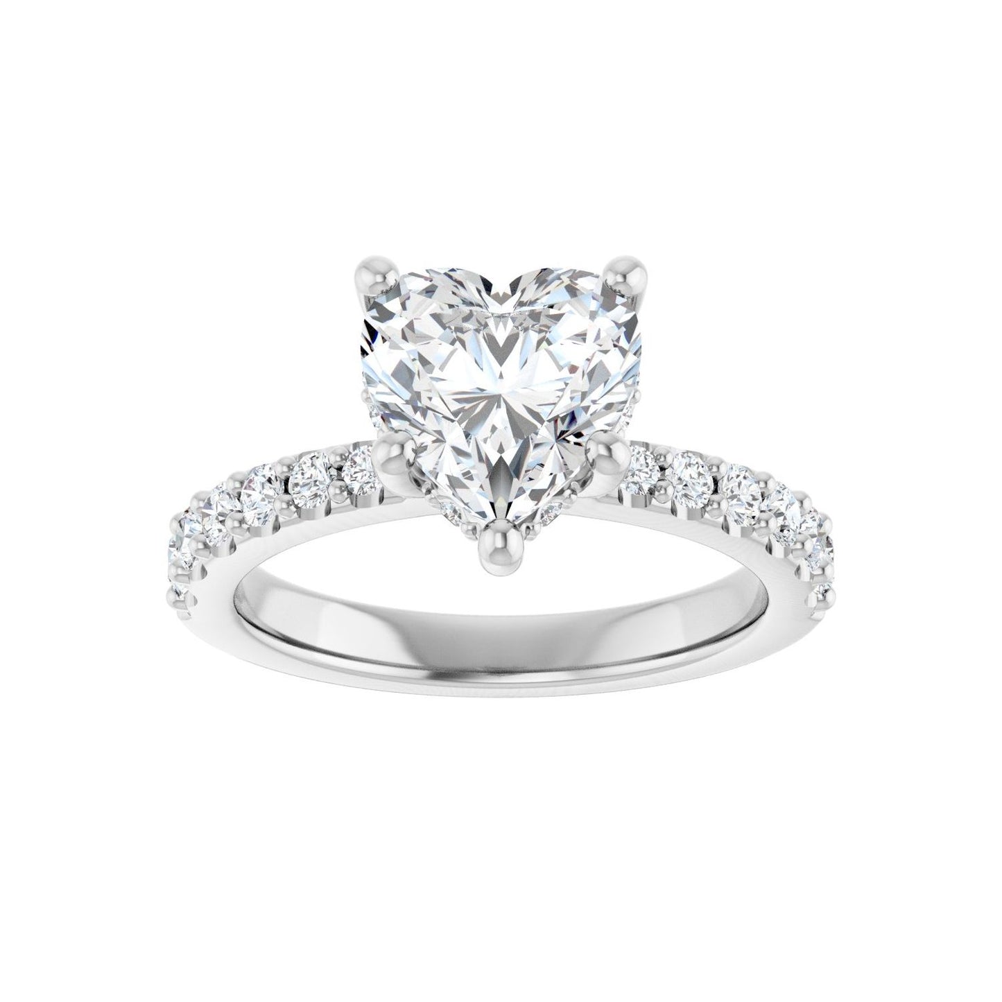 Heart Hidden Halo-Style Engagement Ring | Metal Type=14K White Gold | Center Stone Size=1.5 CT | Image 3