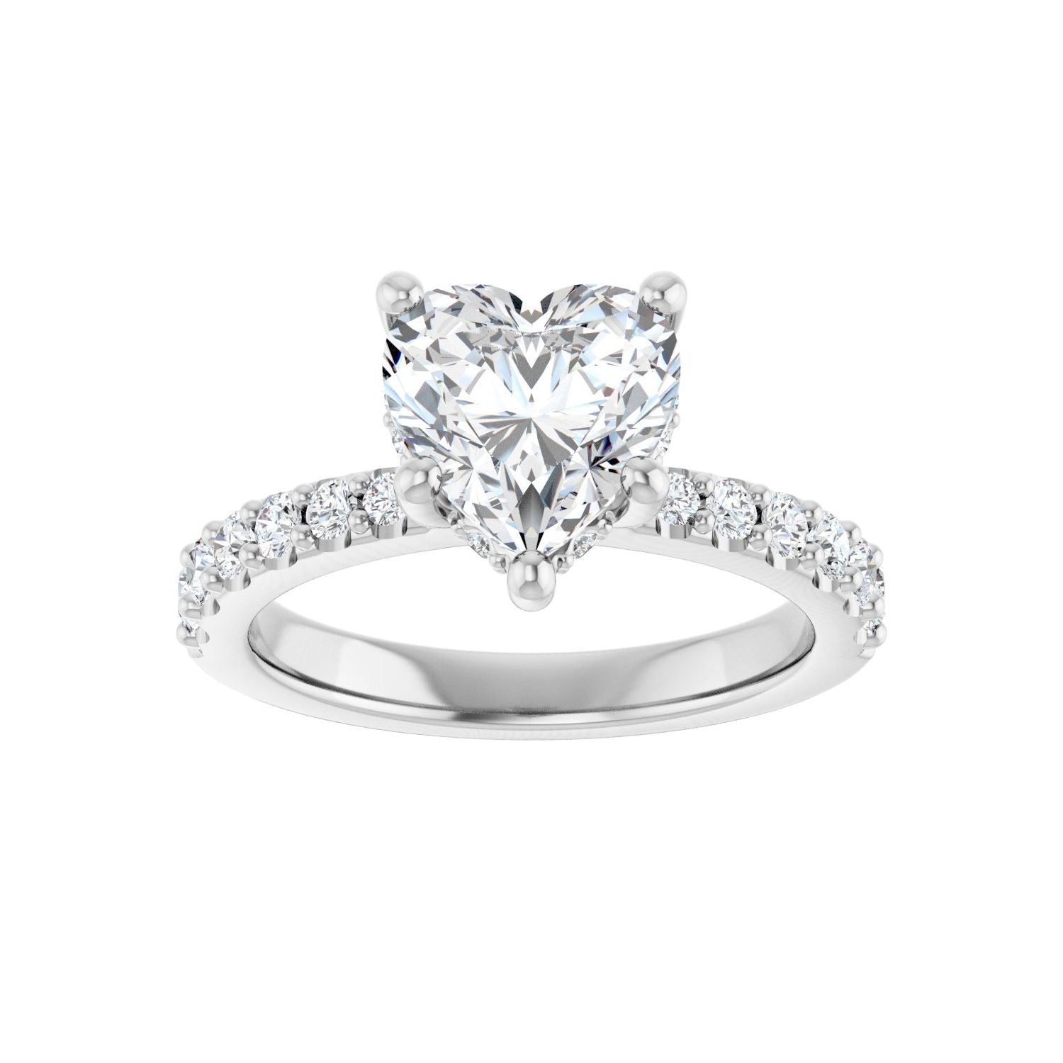 Heart Hidden Halo-Style Engagement Ring | Metal Type=14K White Gold | Center Stone Size=1.5 CT | Image 3