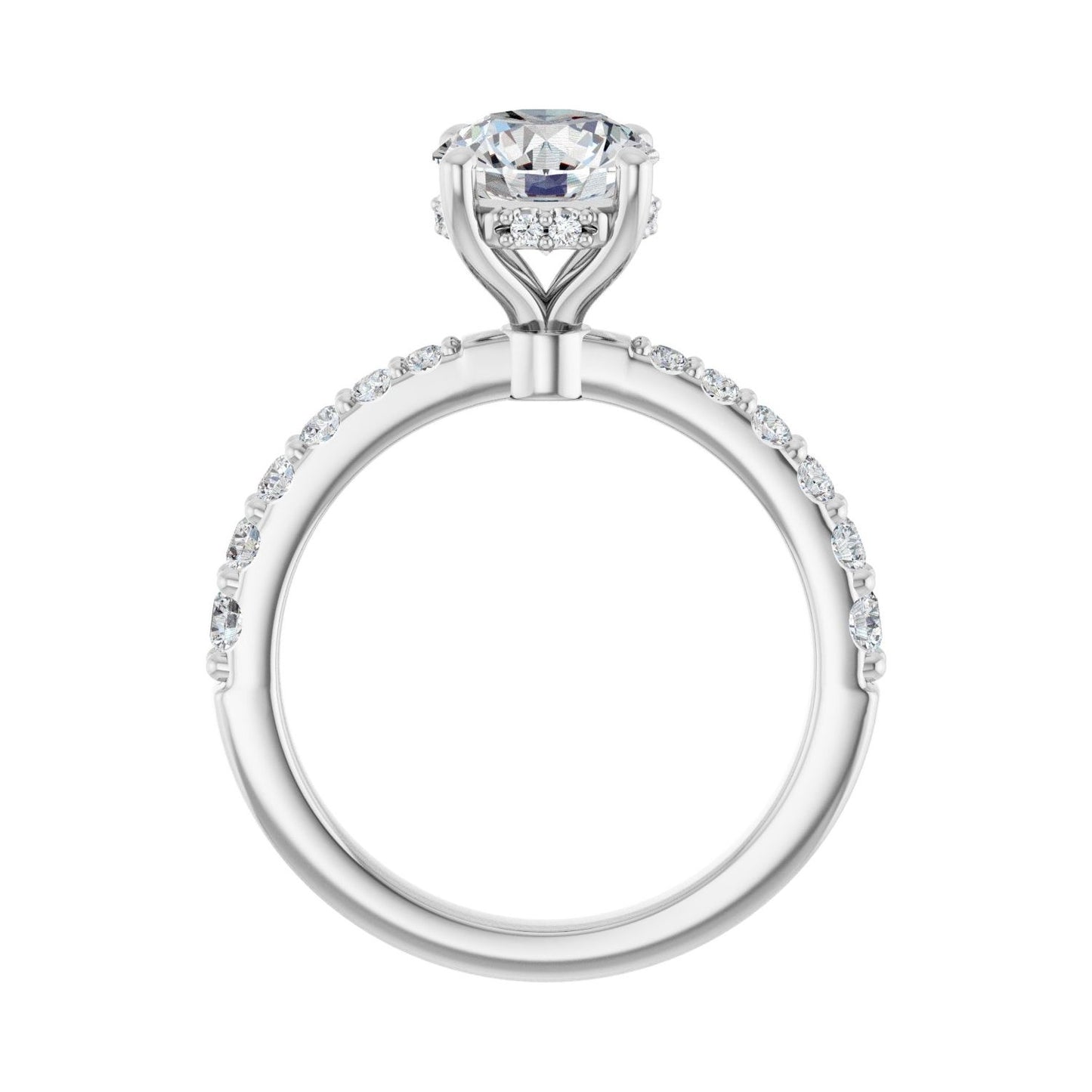 Round Hidden Halo-Style Engagement Ring | Metal Type=14K White Gold | Center Stone Size=1.5 CT | Image 2