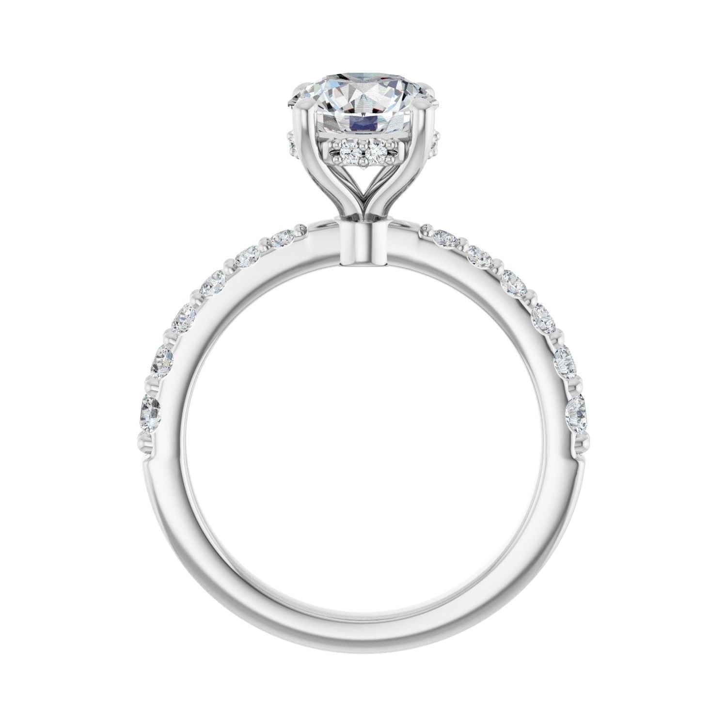 Round Hidden Halo-Style Engagement Ring | Metal Type=14K White Gold | Center Stone Size=1.5 CT | Image 2