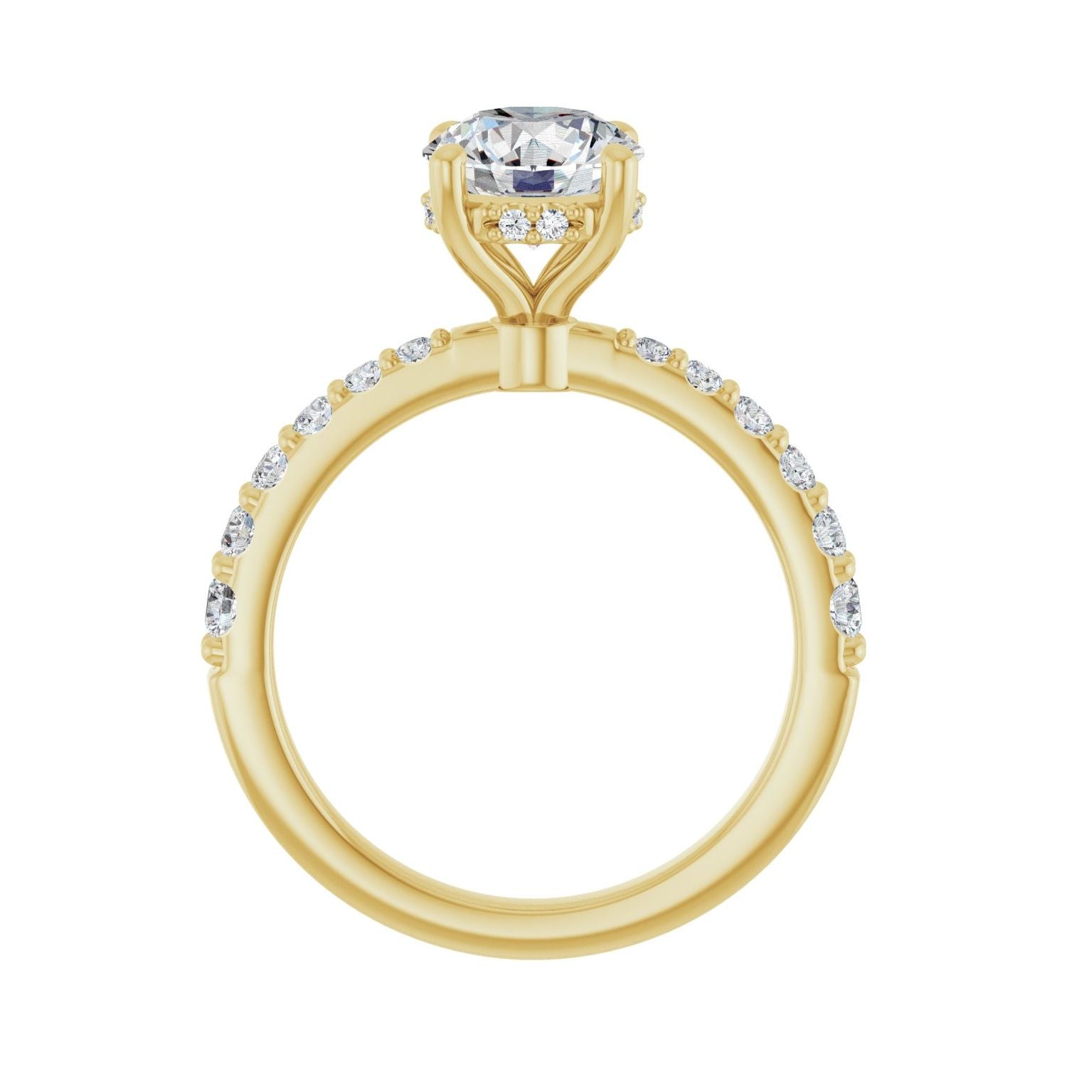 Round Hidden Halo-Style Engagement Ring | Metal Type=14K Yellow Gold | Center Stone Size=1.5 CT | Image 2