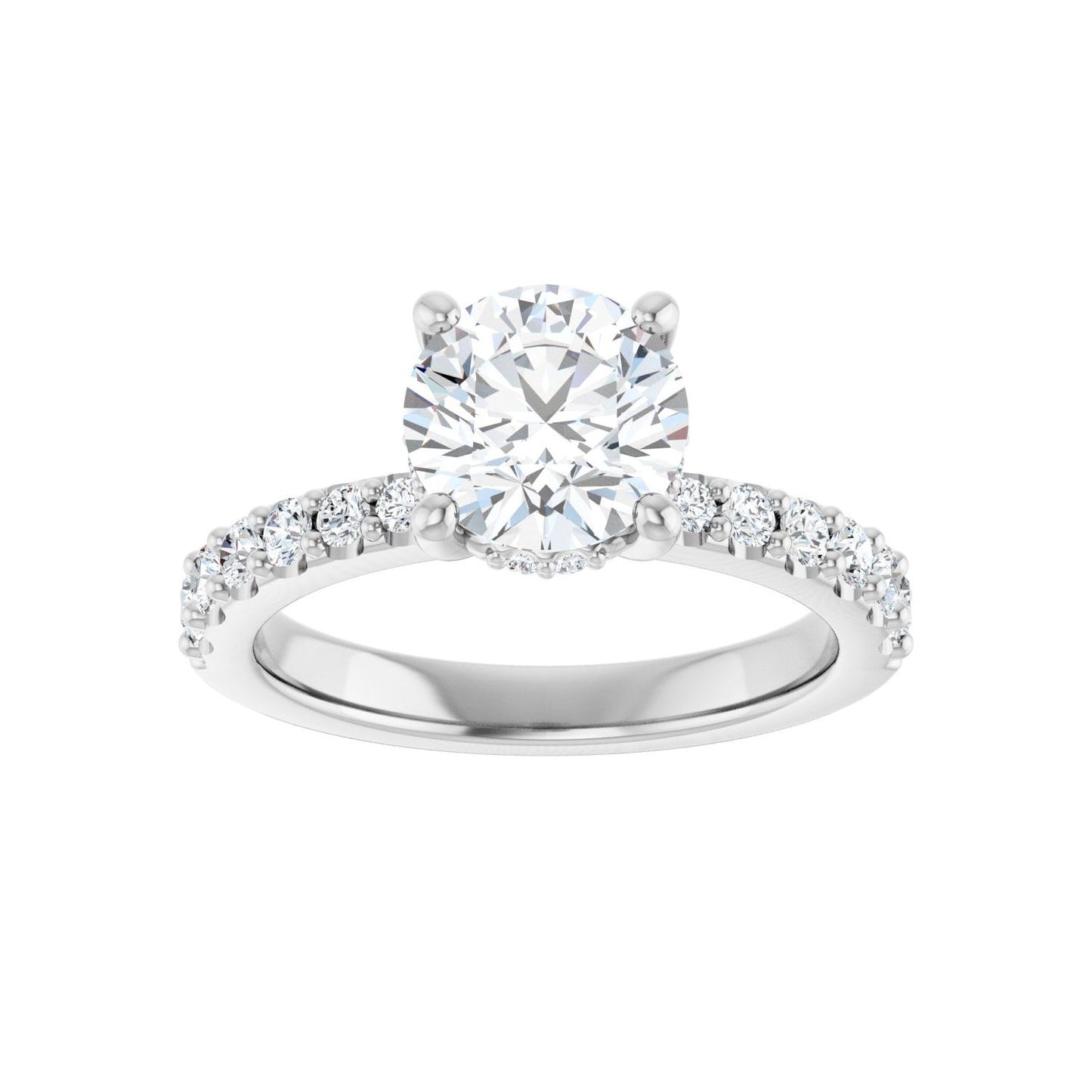 Round Hidden Halo-Style Engagement Ring | Metal Type=14K White Gold | Center Stone Size=1.5 CT | Image 3
