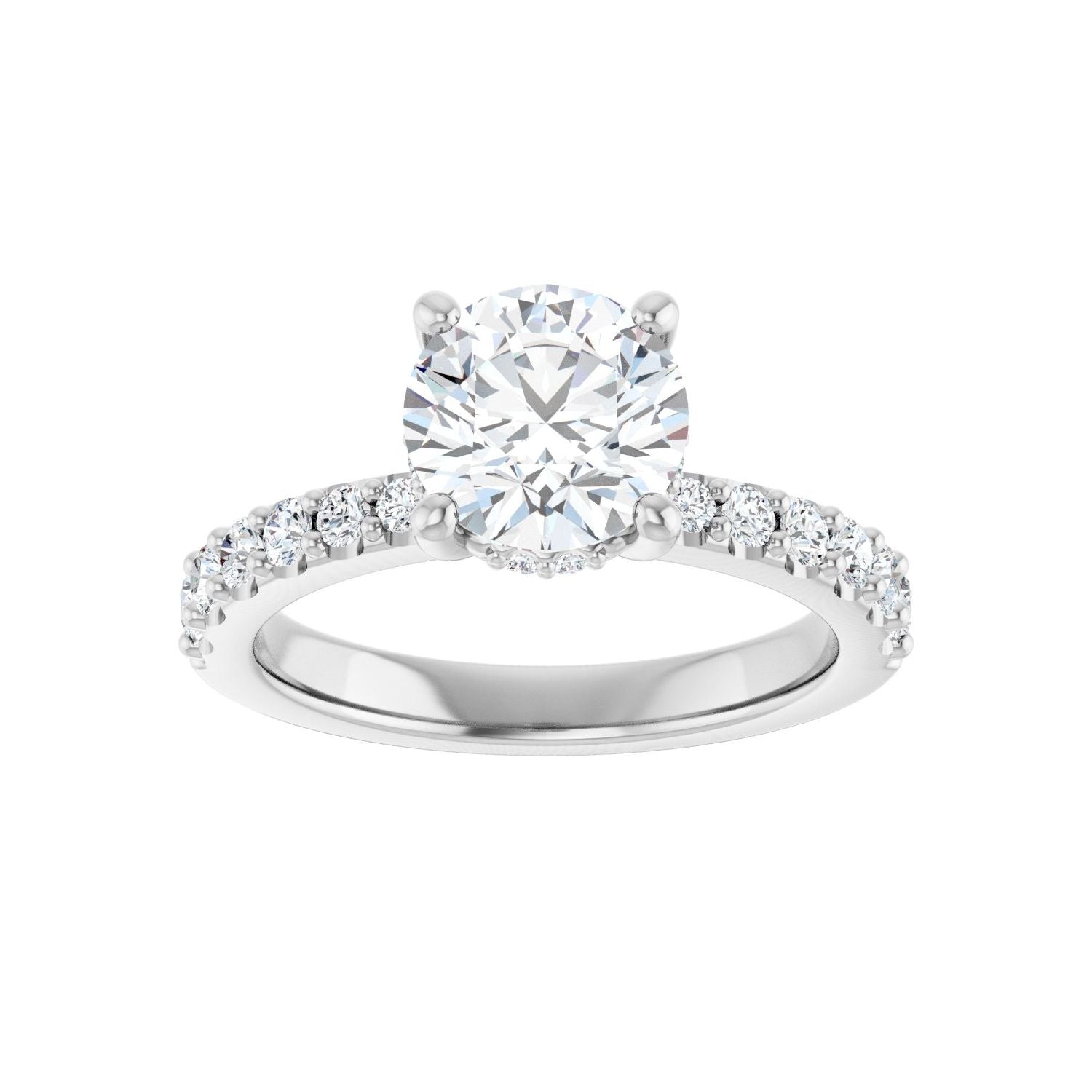 Round Hidden Halo-Style Engagement Ring | Metal Type=14K White Gold | Center Stone Size=1.5 CT | Image 3