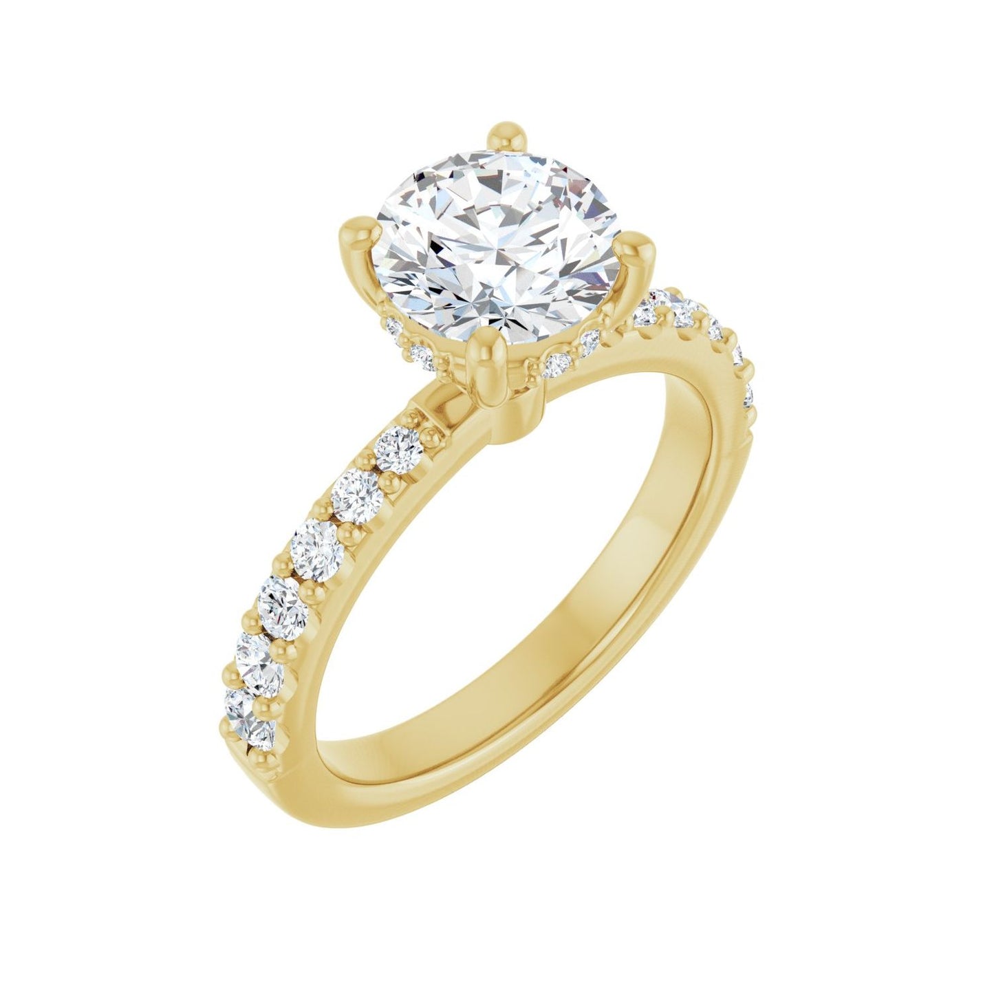 Round Hidden Halo-Style Engagement Ring | Metal Type=14K Yellow Gold | Center Stone Size=1.5 CT | Image 1