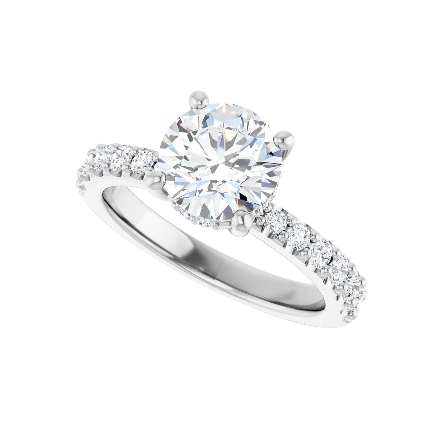 Round Hidden Halo-Style Engagement Ring | Metal Type=14K White Gold | Center Stone Size=1.5 CT | Image 5