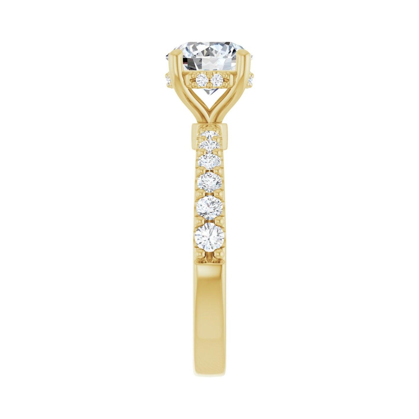 Round Hidden Halo-Style Engagement Ring | Metal Type=14K Yellow Gold | Center Stone Size=1.5 CT | Image 4
