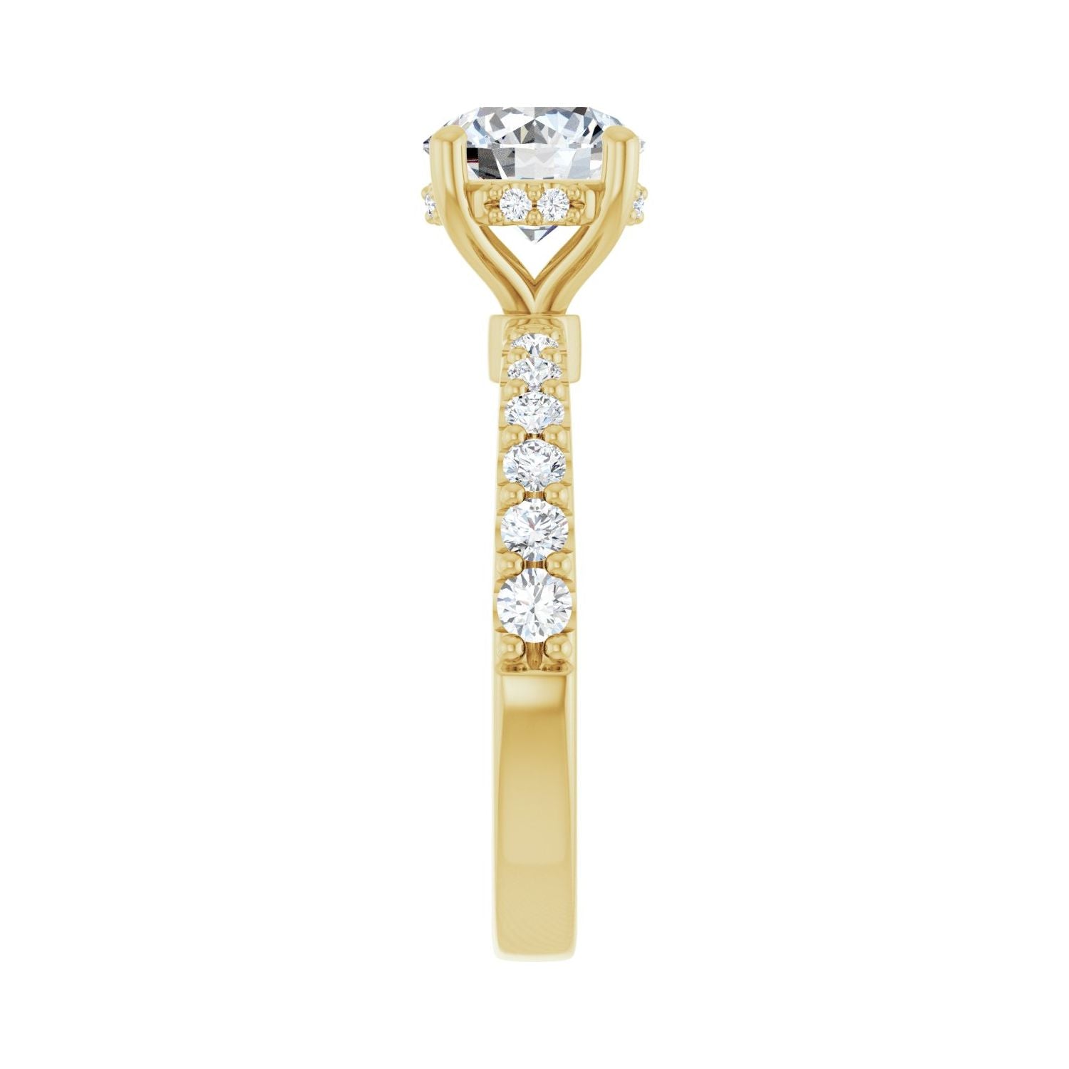 Round Hidden Halo-Style Engagement Ring | Metal Type=14K Yellow Gold | Center Stone Size=1.5 CT | Image 4