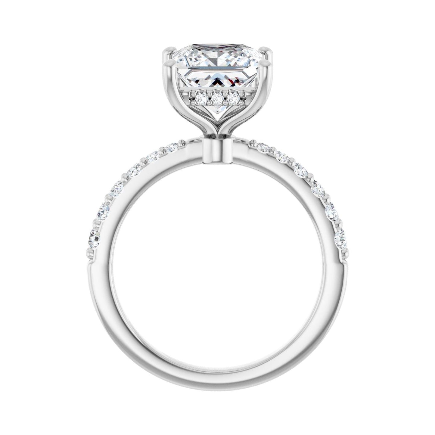 Square Hidden Halo-Style Engagement Ring | Metal Type=14K White Gold | Center Stone Size=2.5 CT | Image 2