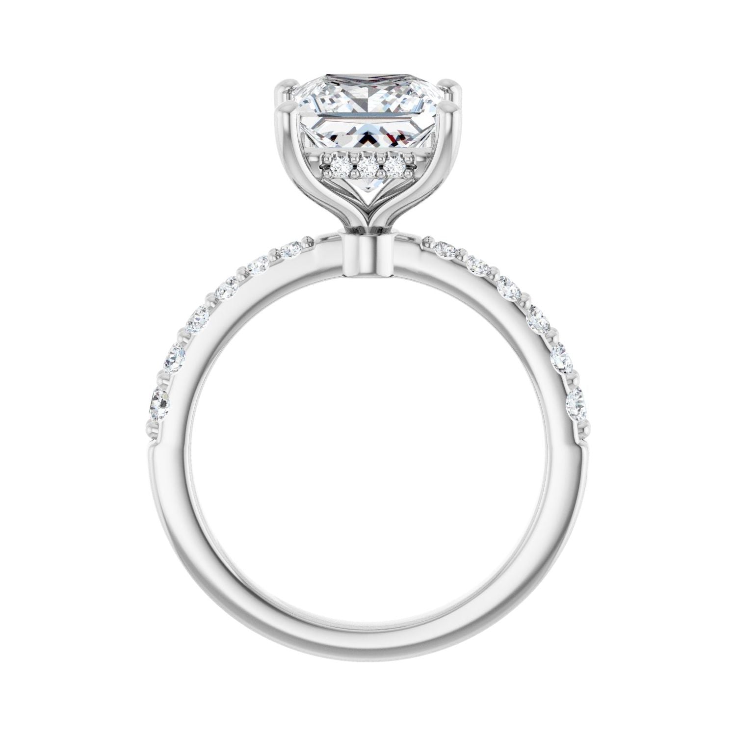 Square Hidden Halo-Style Engagement Ring | Metal Type=14K White Gold | Center Stone Size=2.5 CT | Image 2