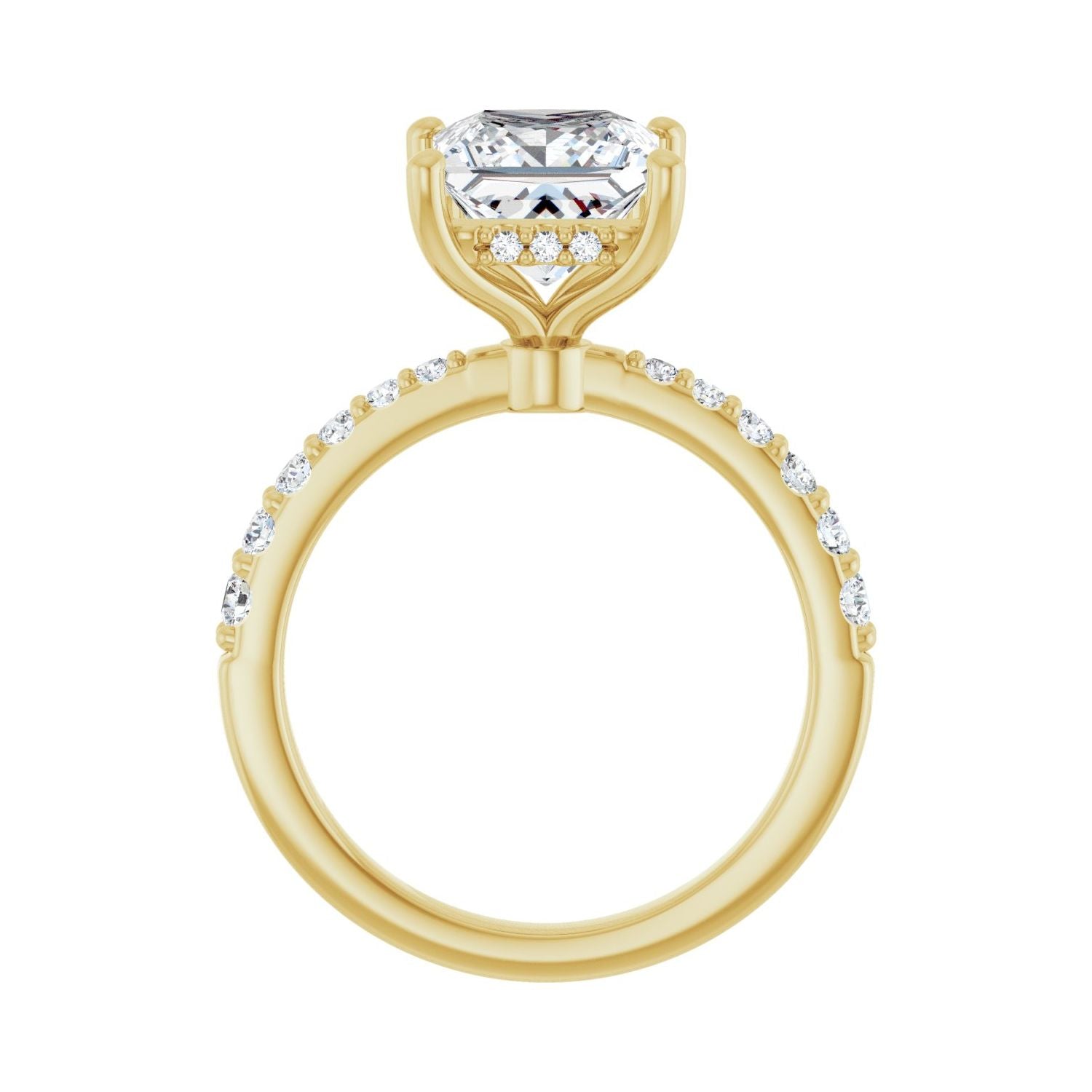 Square Hidden Halo-Style Engagement Ring | Metal Type=14K Yellow Gold | Center Stone Size=2.5 CT | Image 2
