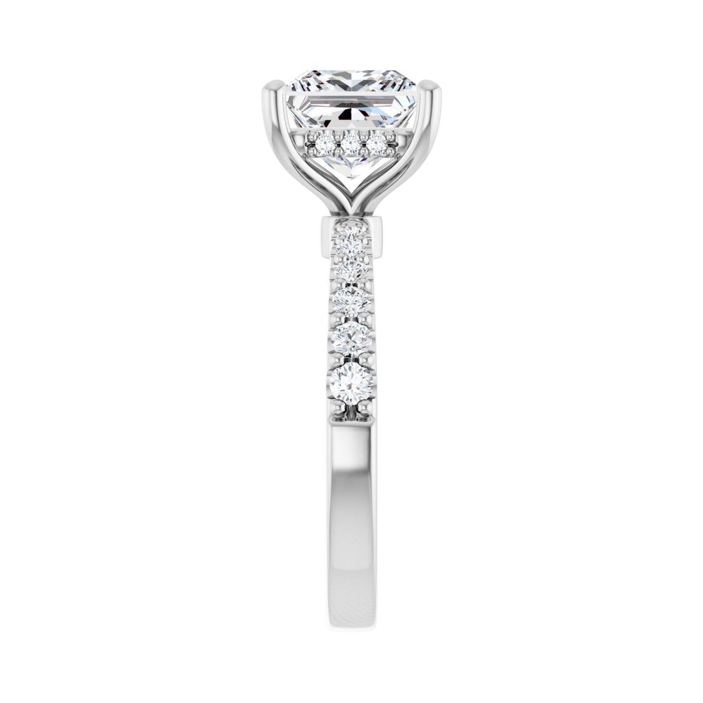 Square Hidden Halo-Style Engagement Ring | Metal Type=14K White Gold | Center Stone Size=2.5 CT | Image 4