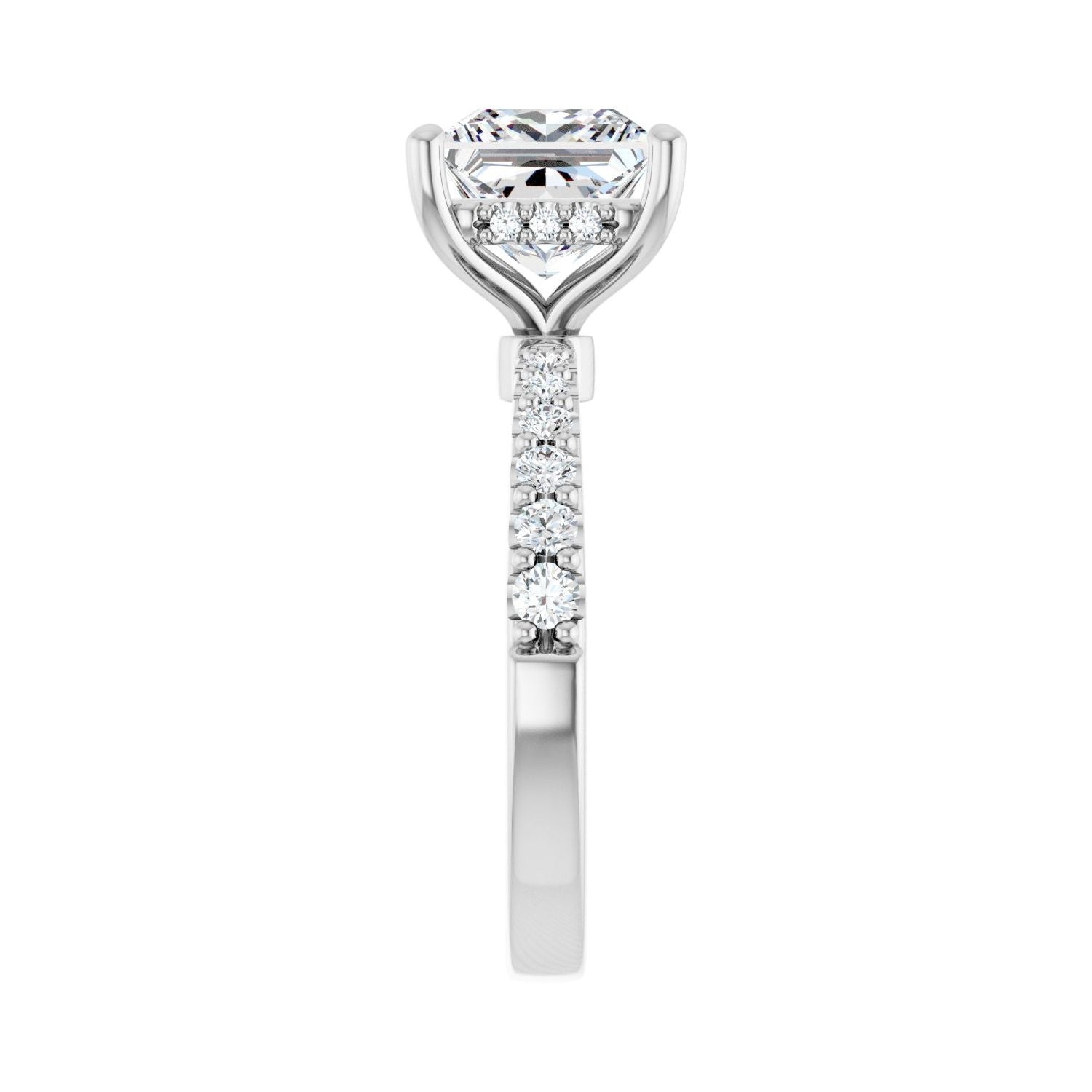 Square Hidden Halo-Style Engagement Ring | Metal Type=14K White Gold | Center Stone Size=2.5 CT | Image 4