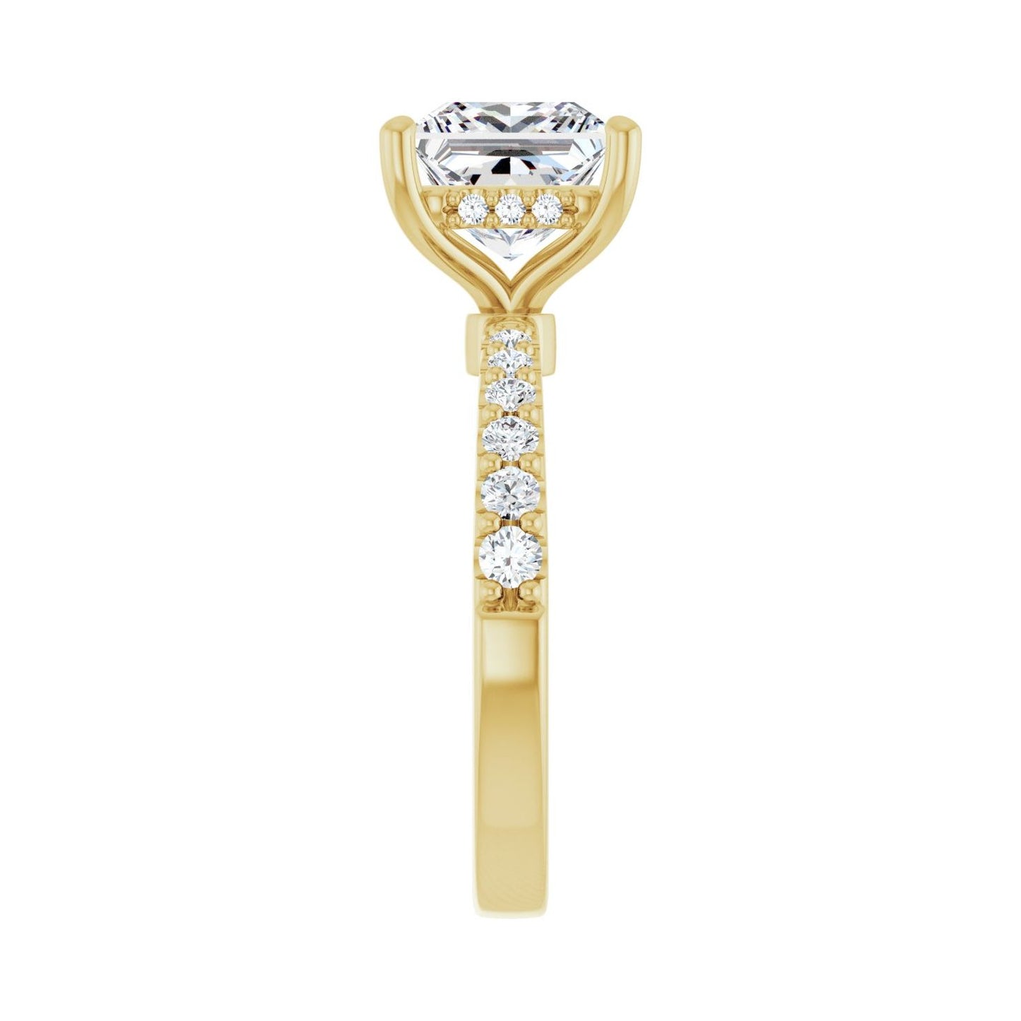 Square Hidden Halo-Style Engagement Ring | Metal Type=14K Yellow Gold | Center Stone Size=2.5 CT | Image 4