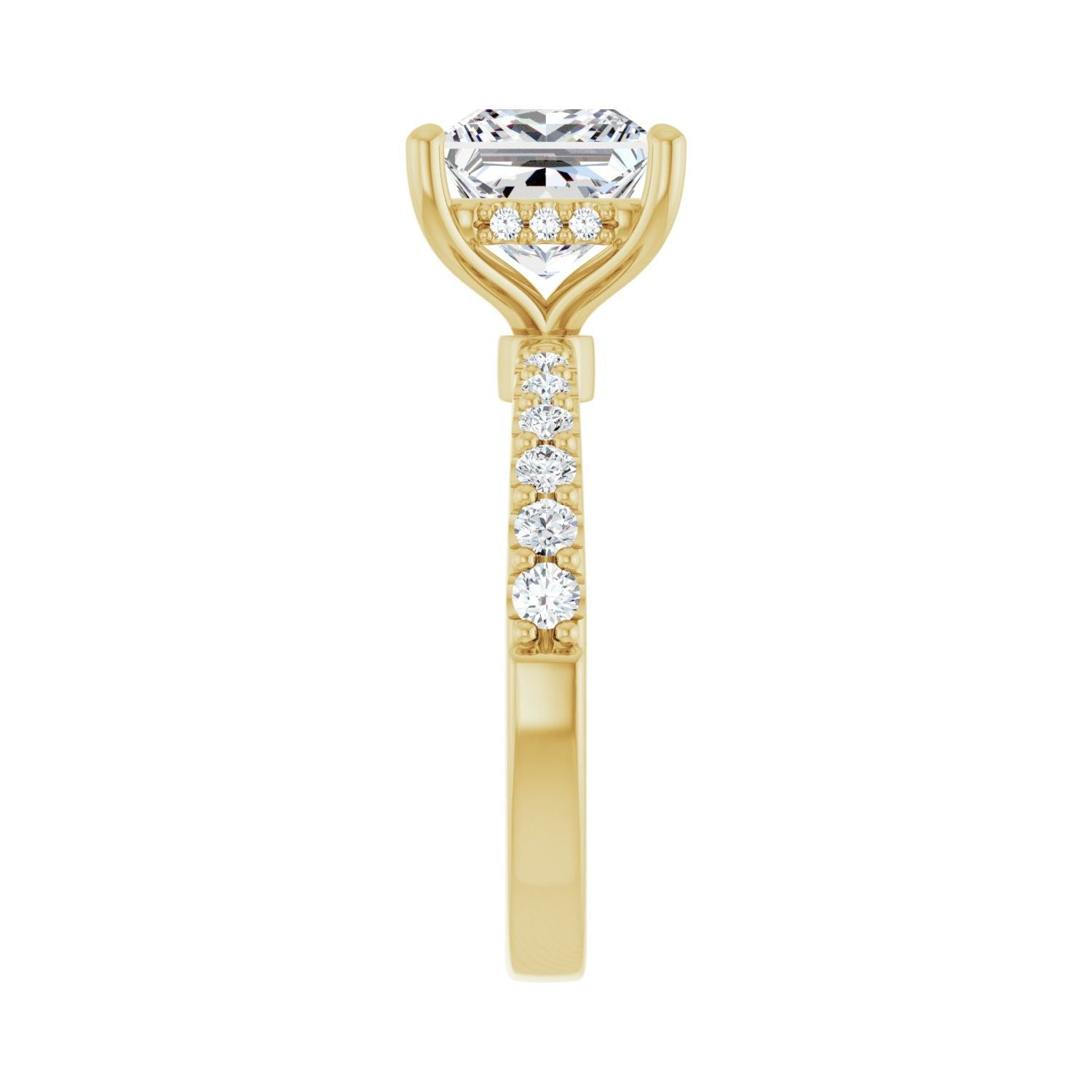 Square Hidden Halo-Style Engagement Ring | Metal Type=14K Yellow Gold | Center Stone Size=2.5 CT | Image 4