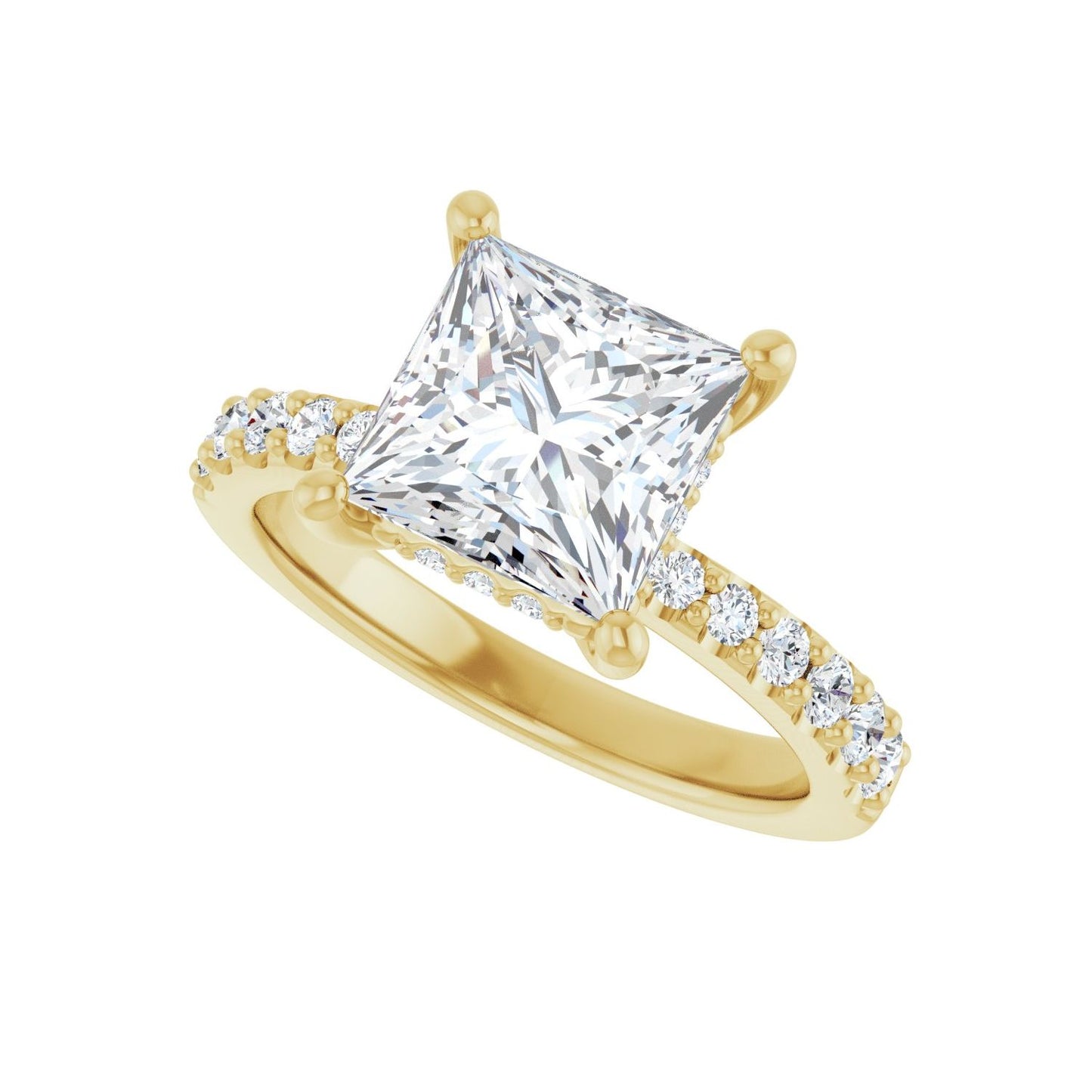 Square Hidden Halo-Style Engagement Ring | Metal Type=14K Yellow Gold | Center Stone Size=2.5 CT | Image 5